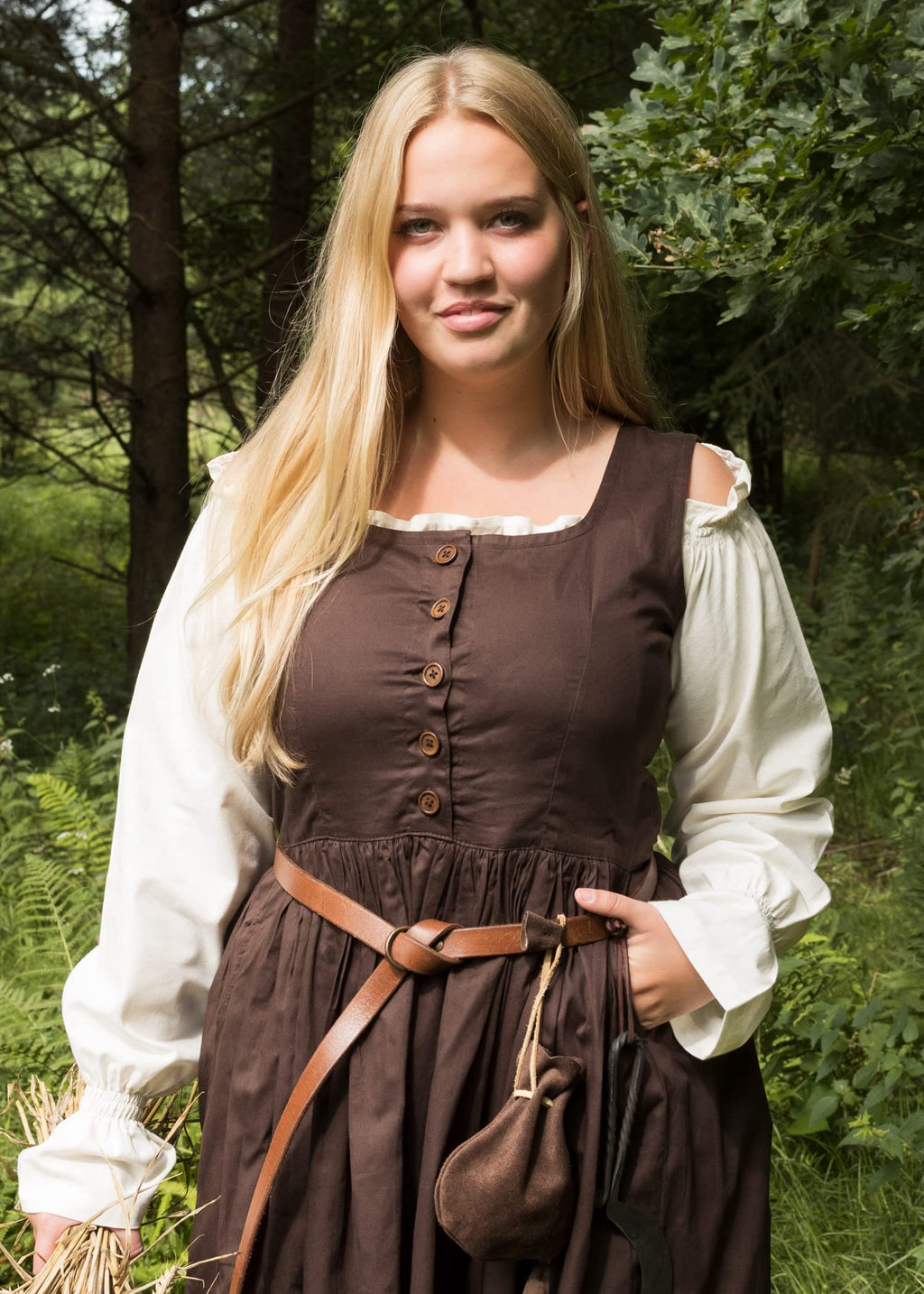 Battle-Merchant - Ärmelloses Mittelalter Kleid Lene für Damen - mit Taschen - Trägerkleid Bauernkleid Überkleid Mieder - Baumwolle