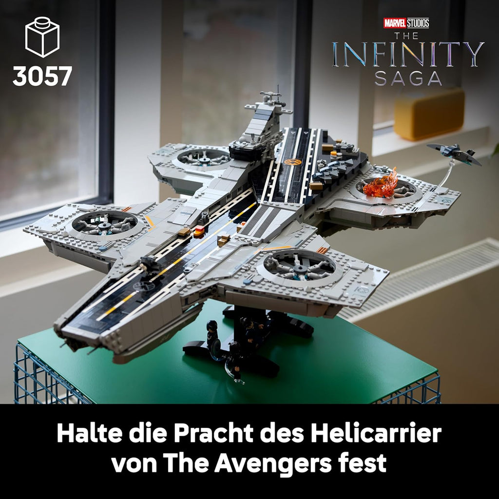 LEGO | Marvel S.H.I.E.L.D. Helicarrier - Aircraft Carrier Model Building Kit for Adults - 6 Minifigures incl. Captain America & Nick Fury - DIY Shelf Decor - Avengers Gift for Fans - 76354