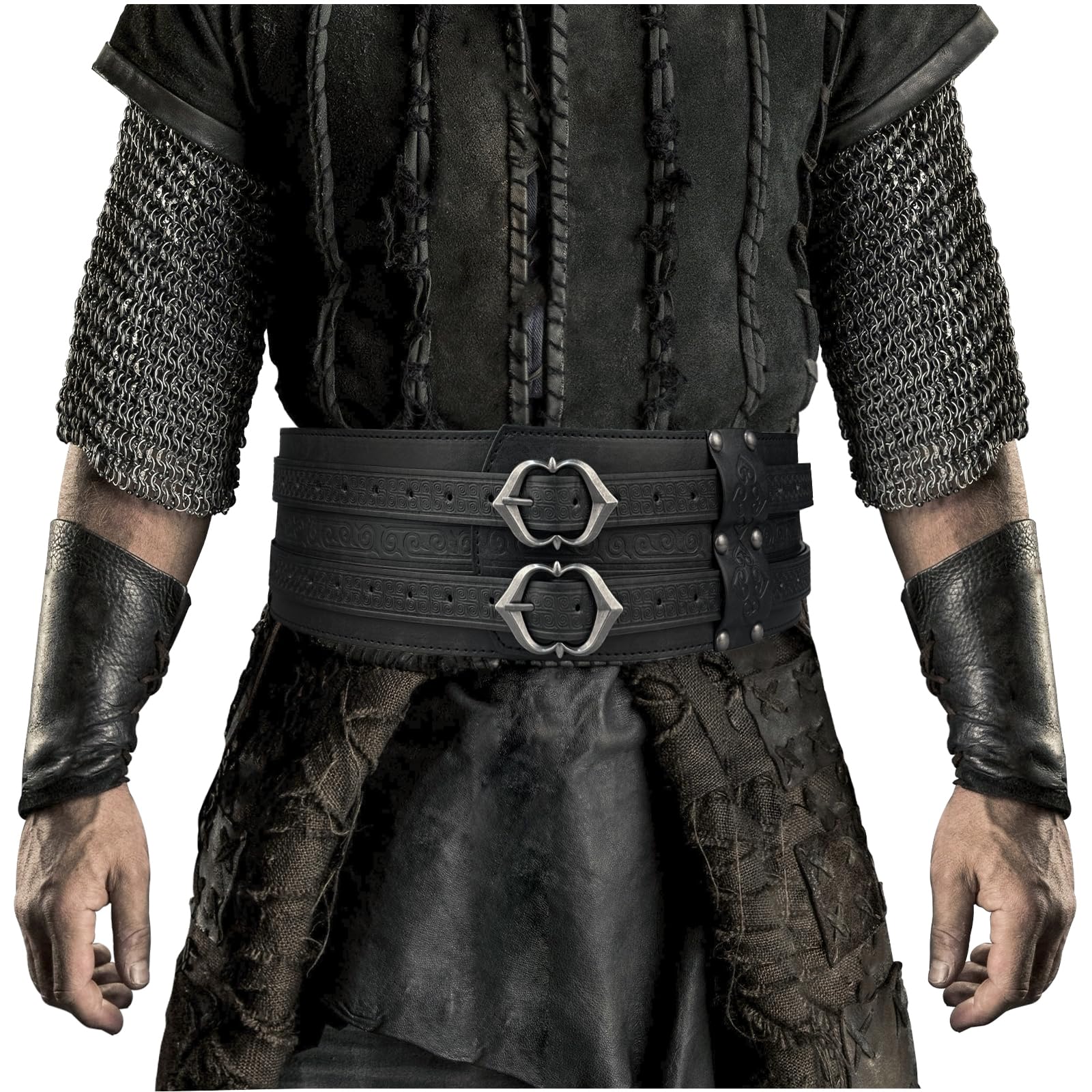 HiiFeuer Wikinger breiter Gürtel, mittelalterlicher Kunstleder Rüstungsgürtel Ritter Korsett Gürtel, LARP Halloween Kostüm