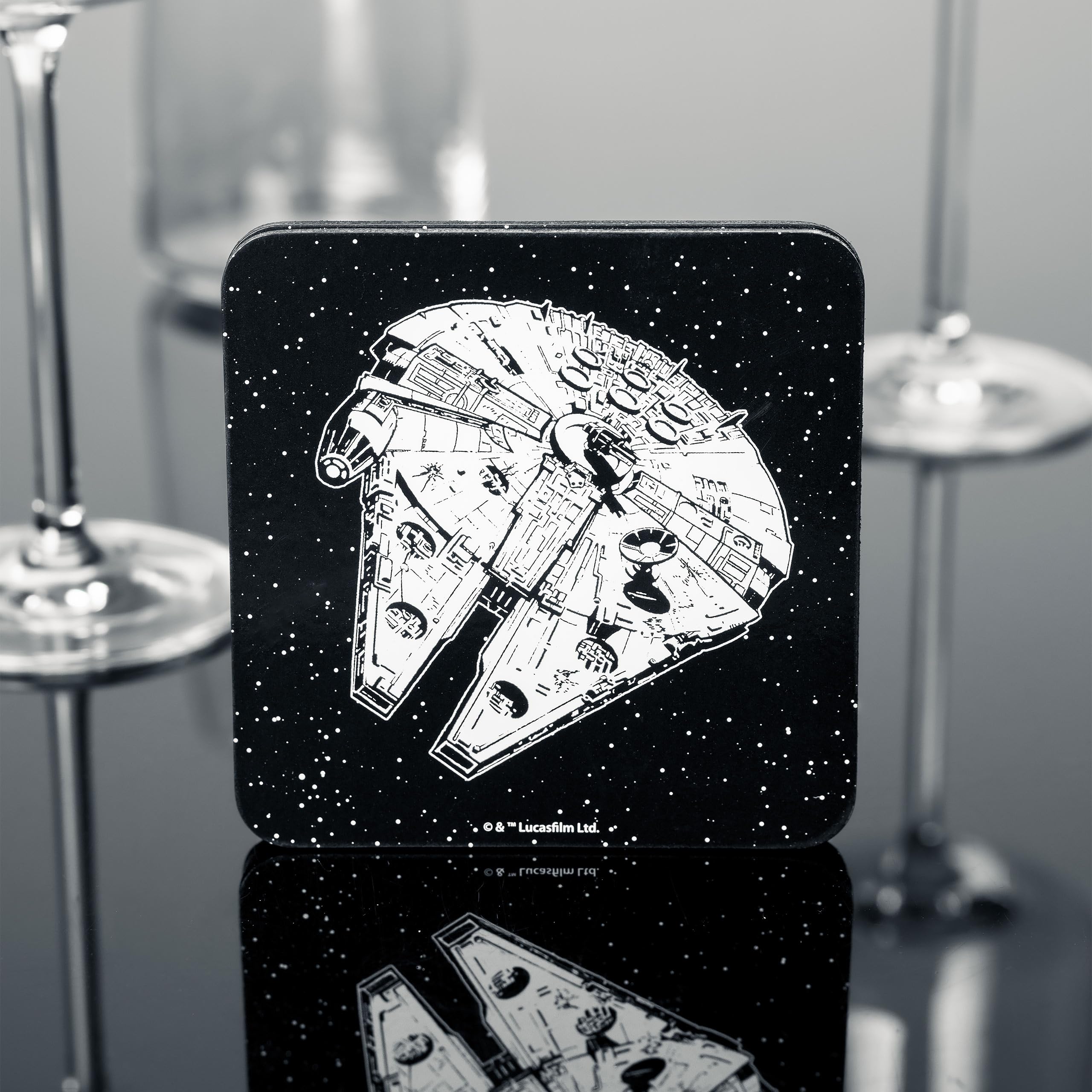 Elbenwald Untersetzer 4er Set mit verschiedenen Designs und Farben - Geschenkidee - Glasuntersetzer Viereckig - für alle Arten von Tassen - Mehrfarbig - Kork, Kunststoff (Star Wars)