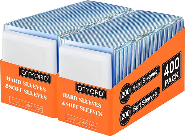 400 Stück Card Sleeves, 3"X4" Hartkartenhüllen, Sammelkartenhüllen passend für MTG, Sammelkarten, Sportkarten (200 Top Loads + 200 Transparente Kartenhüllen)