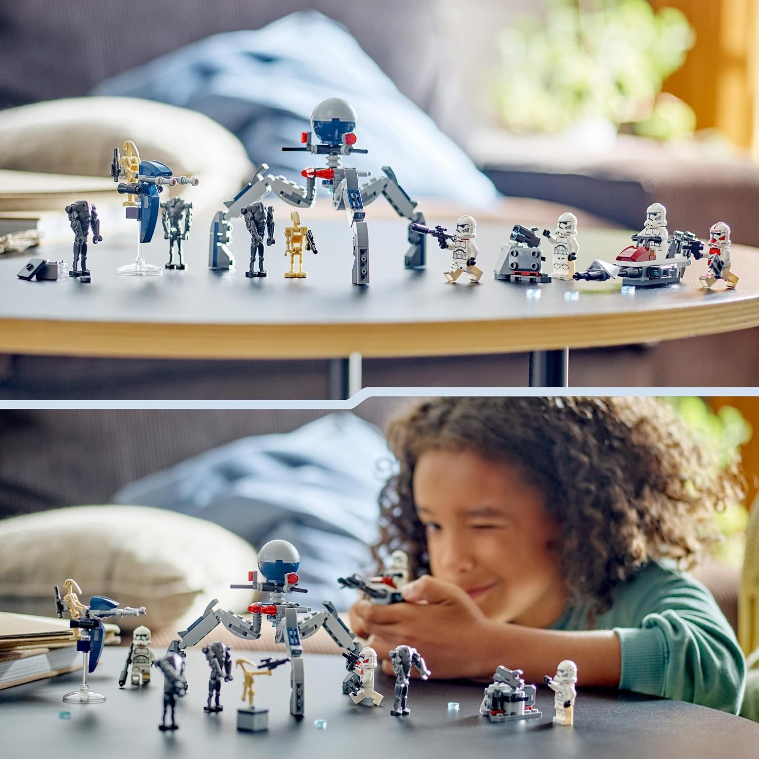 LEGO Star Wars 75372 Clone Trooper & Battle Droid Battle Pack, inkl. 4 Minifiguren, 5 Droiden und Speeder Bike mit Shooter - Bauspielzeug für Jungen und Mädchen ab 7 Jahren