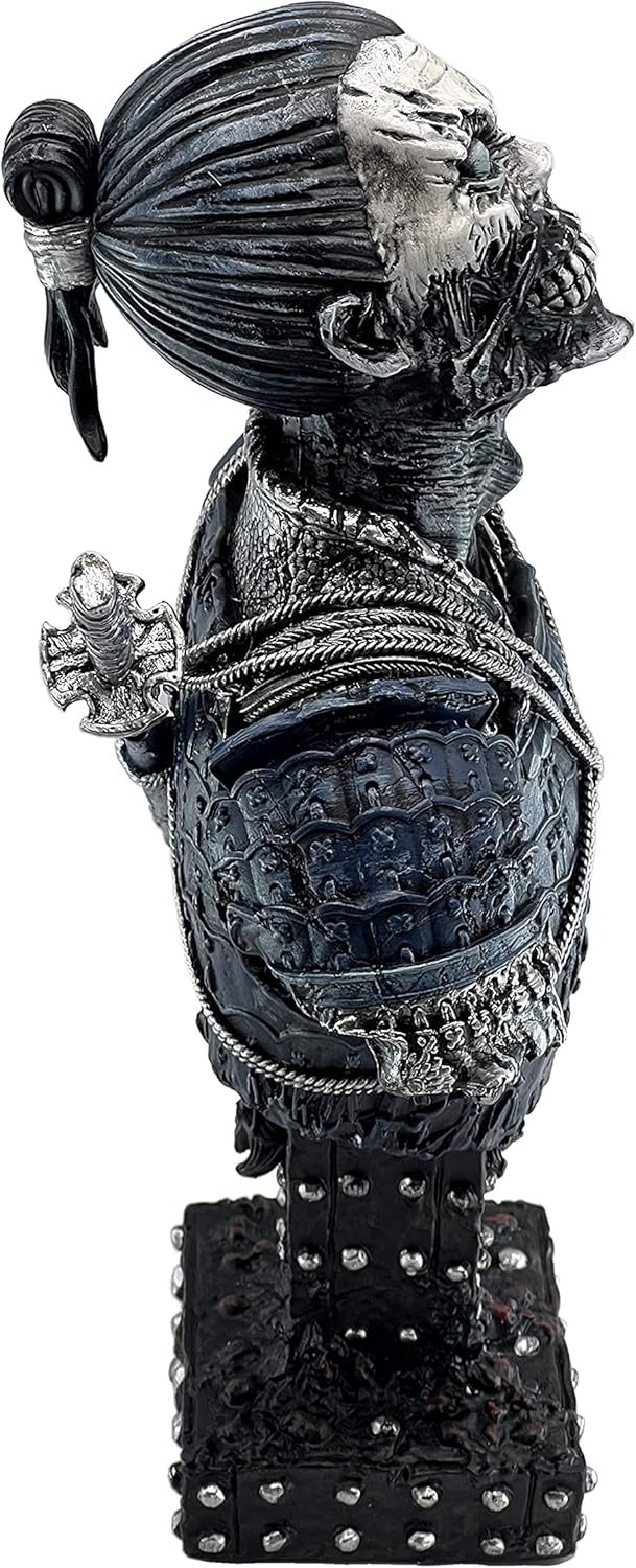 LOOYAR Resin Undead Japanische Samurai Zombie Büste Statue Skulptur Ornament Figur Handwerk für Zuhause Haus Wohnzimmer Veranda Dekoration Büro Schreibtisch Schreibtisch T Geschenk