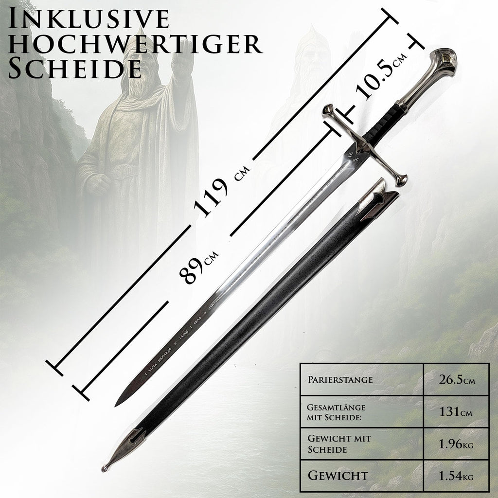 Der Herr der Ringe - LOTR Schwert, Filmschwert, echt, aus Stahl, Der Hobbit, Zauberer Merch, Aragorn Sword, Deko für Sammler und als Geschenk