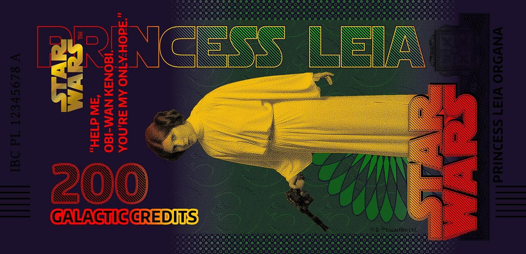 Star Wars Sammlerbanknote – Princess Leia Collectible Note – Limitierte Edition – mit goldenem Hologramm und UV-Effekten – Kein Spielzeug