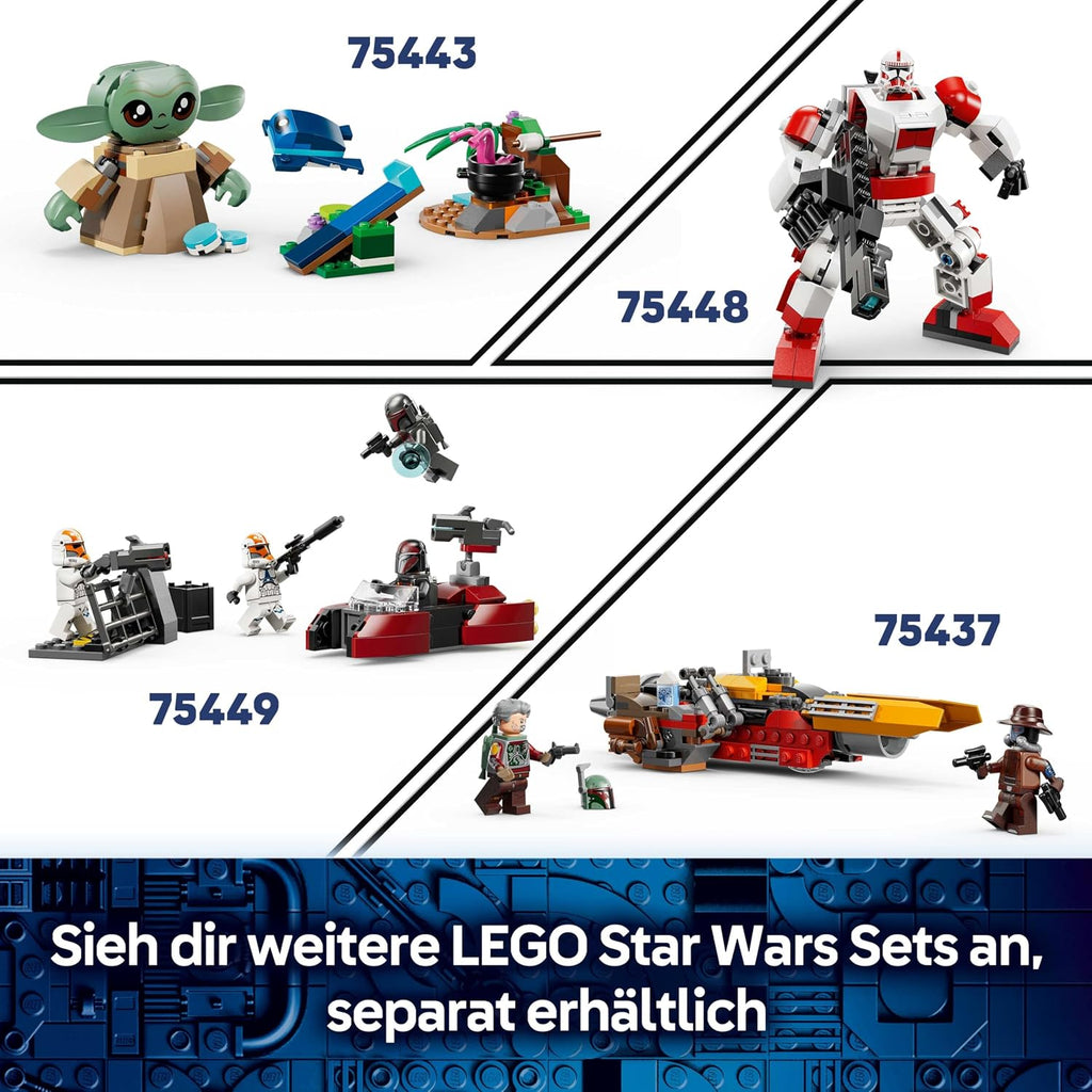 LEGO Star Wars Der Mandalorianer und Grogu auf ihrem Speeder Bike - Set mit Fahrzeug und 2 Star Wars Figuren für Actionabenteuer - Geschenk für Kinder ab 6 Jahren - 75436