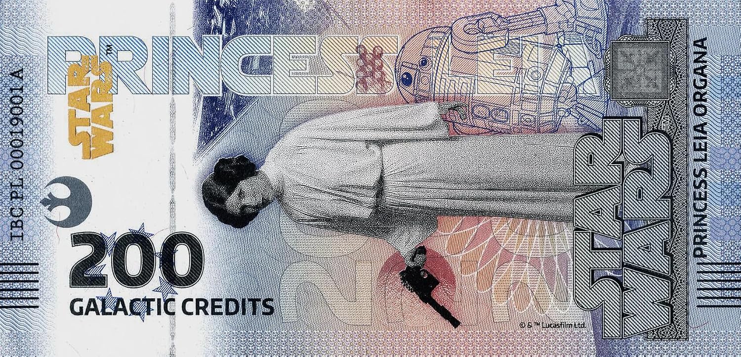 Star Wars Sammlerbanknote – Princess Leia Collectible Note – Limitierte Edition – mit goldenem Hologramm und UV-Effekten – Kein Spielzeug