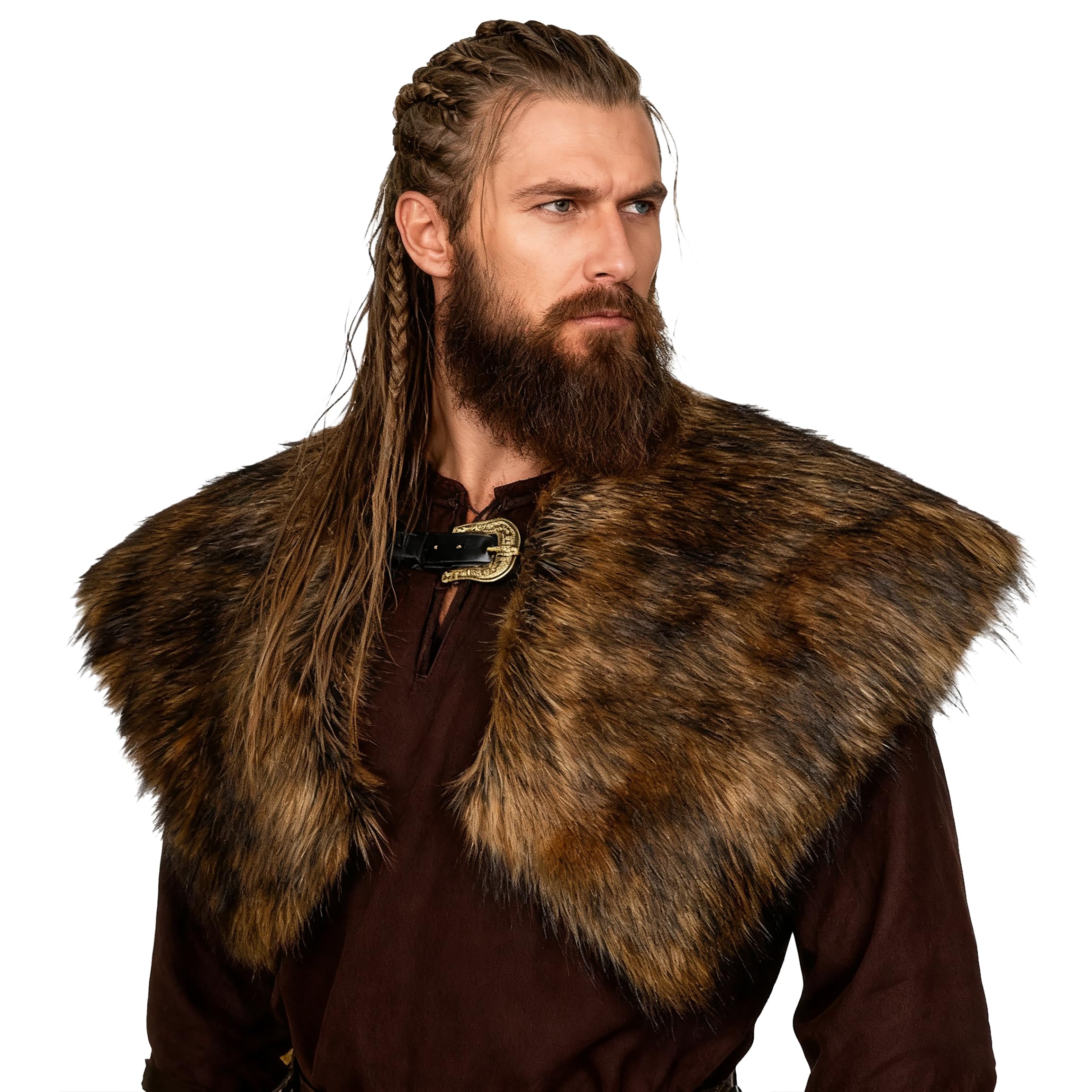 keland Viking Kunstfell Kragen für Männer Schal Capelet Wrap Kostüm Accessoire