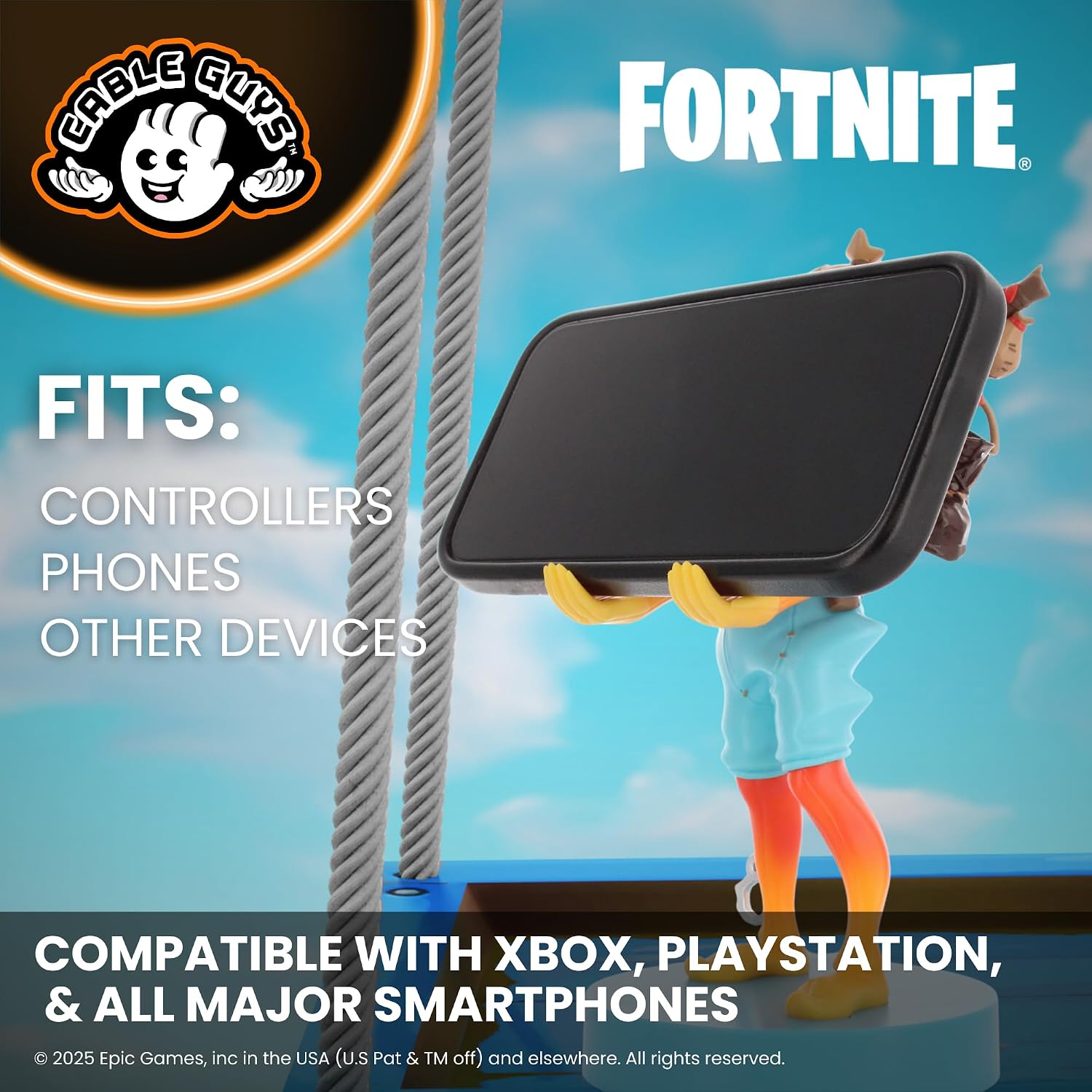 Cableguys Fortnite Fishsticks Controller Halter & Handy Ständer - Gaming Zubehör für Zimmer und Schreibtisch-Setup, Ständer Kompatibel mit Xbox-, PlayStation- & den meisten Standard-Controllern