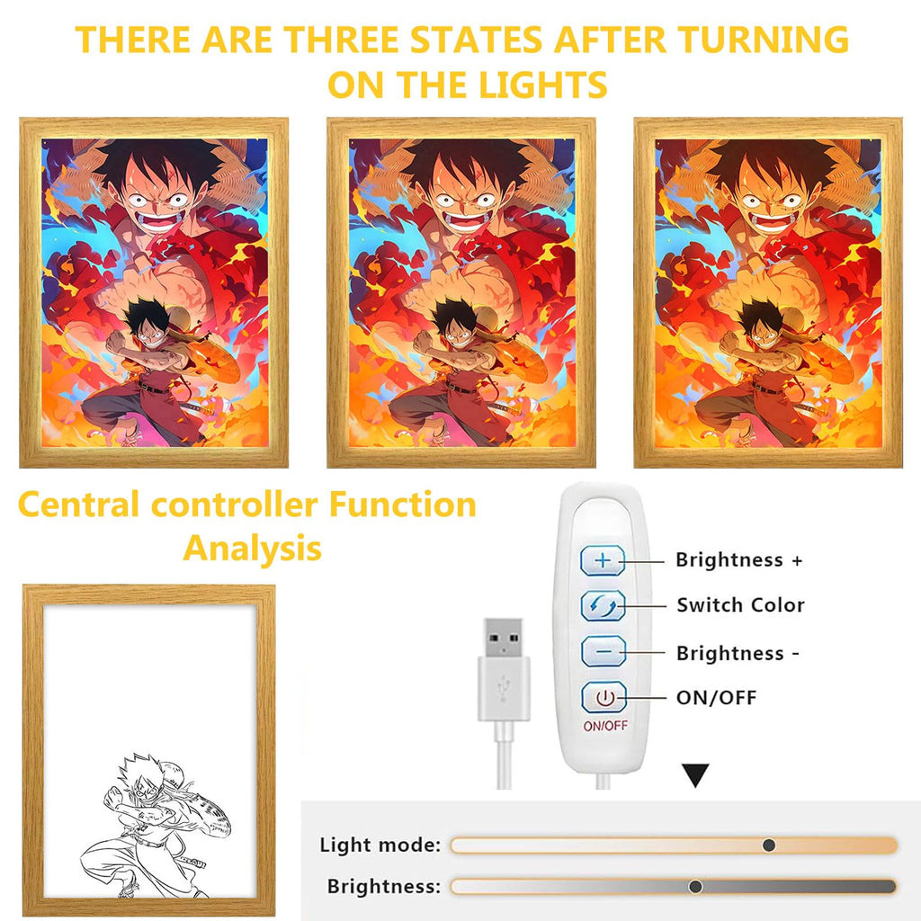 Bocguy Japanischer Anime Juju inspirierte beleuchtete Gemälde, LED Wandkunst Dekor,Jujutsu Kaisen Manga, LED Desktop-Rahmen für Heimdekoration,Kreatives Schlafzimmer und Geschenk