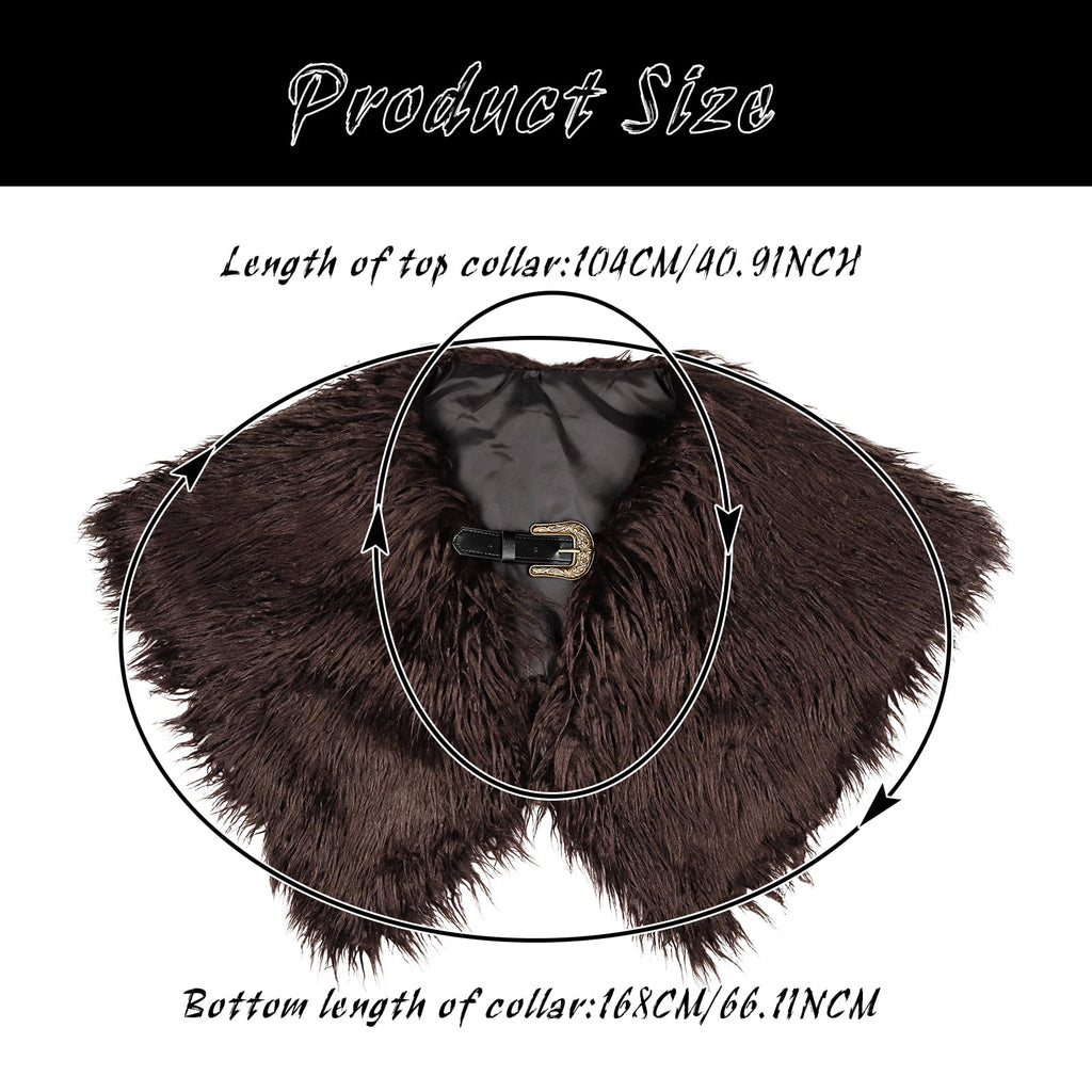 keland Viking Kunstfell Kragen für Männer Schal Capelet Wrap Kostüm Accessoire