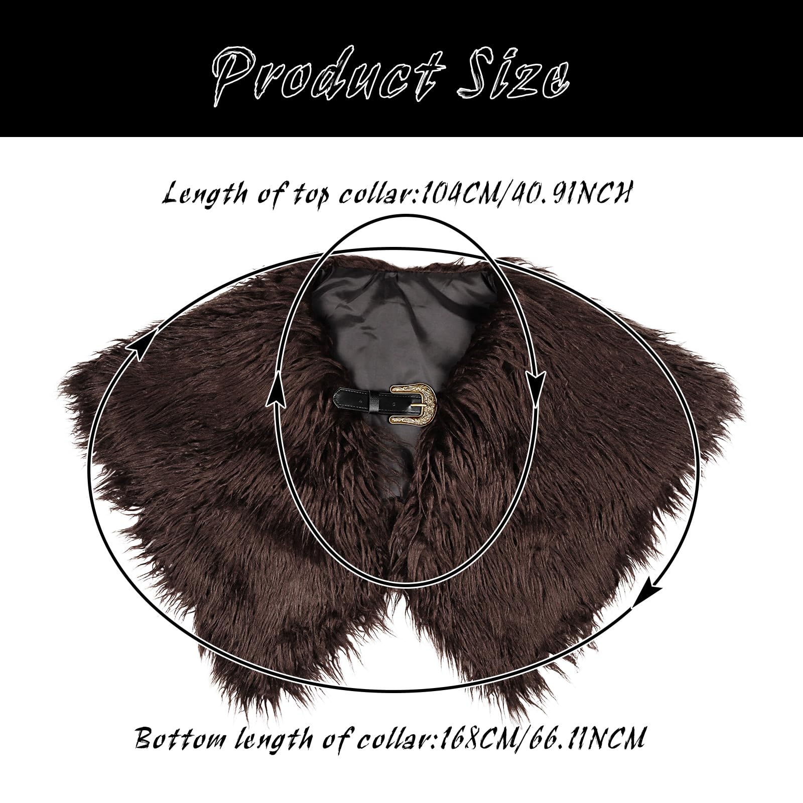 keland Viking Kunstfell Kragen für Männer Schal Capelet Wrap Kostüm Accessoire