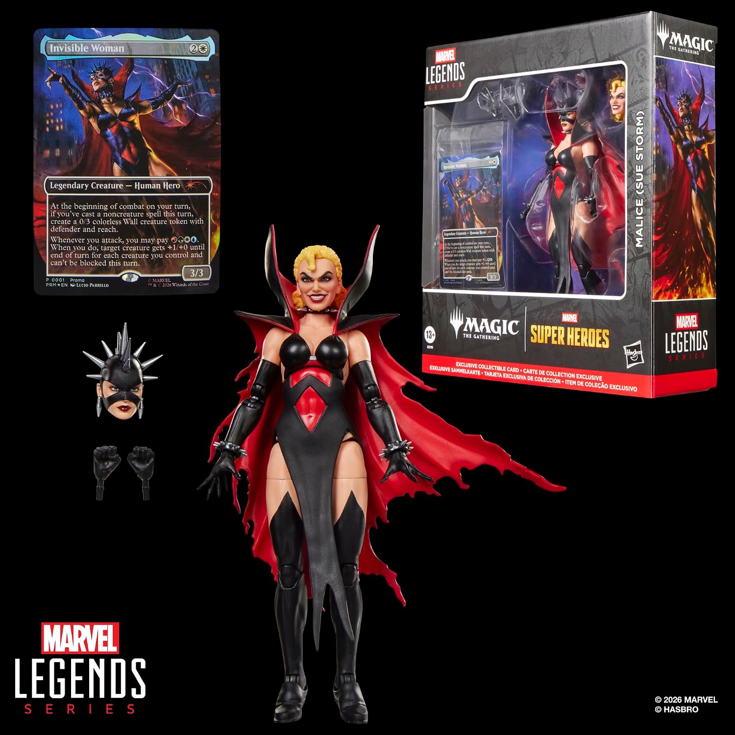 Marvel Legends Series Marvel Super Heroes Magic: The Gathering Malice (Sue Storm), Fantastic Four Action-Figur (15 cm) Plus Exklusive Foil-Sammelkarte für das Trading Card Spiel
