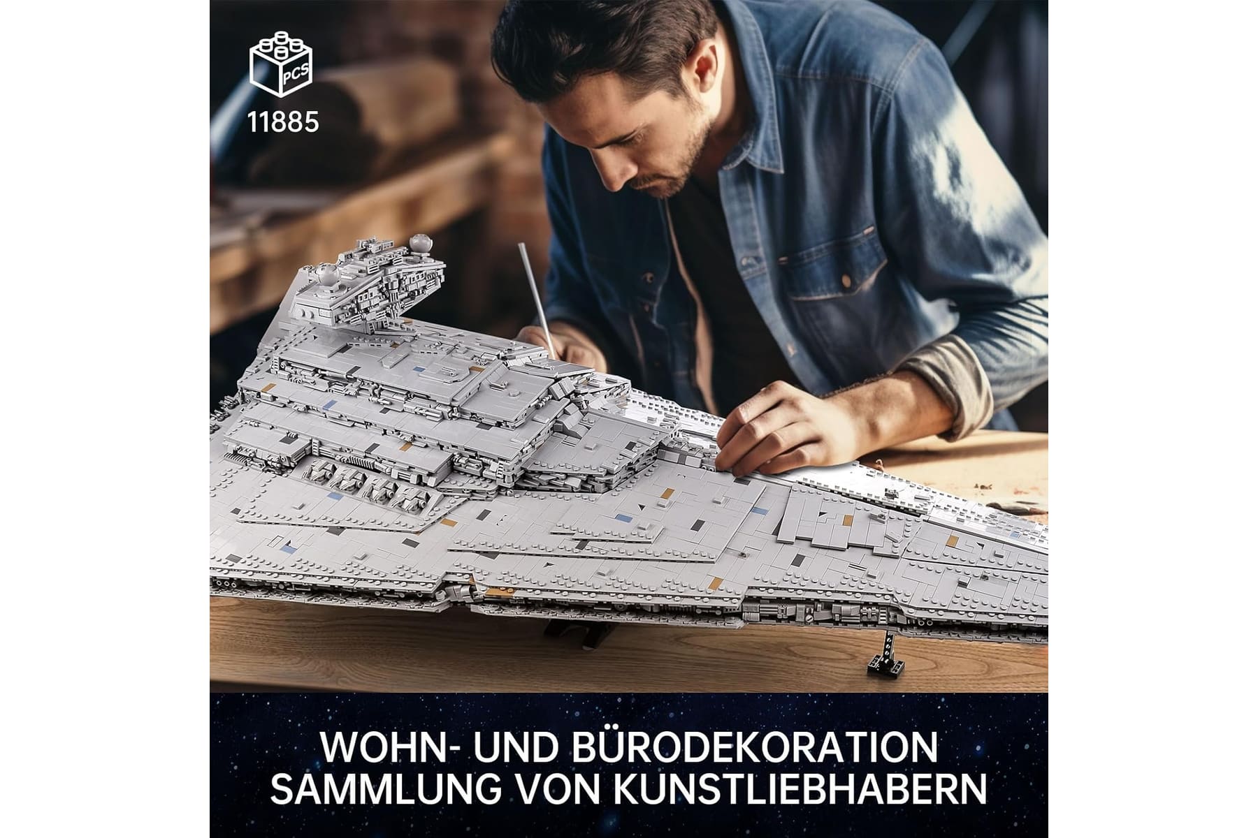 13135 Imperial Star Destroyer Toy with 3 Mini Spaceships, 11885 Building Blocks Technic Star Destroyer, Collectible for Adults, compatible with UCS Super Star Destroyer