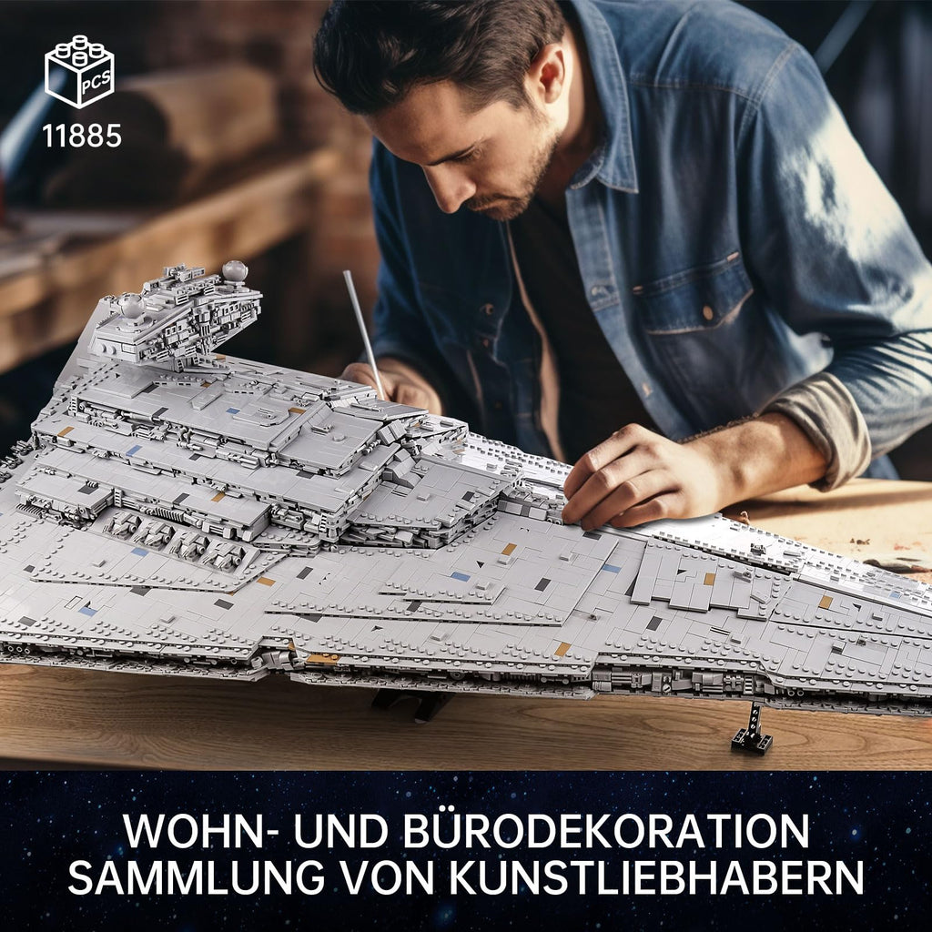 13135 Imperial Sternenzerstörer Spielzeug mit 3 Mini-Raumschiffen,11885 Klemmbausteine Technik Sternenzerstörer, Sammlerstück für Erwachsene,kompatibel mit UCS Super Star Destroyer