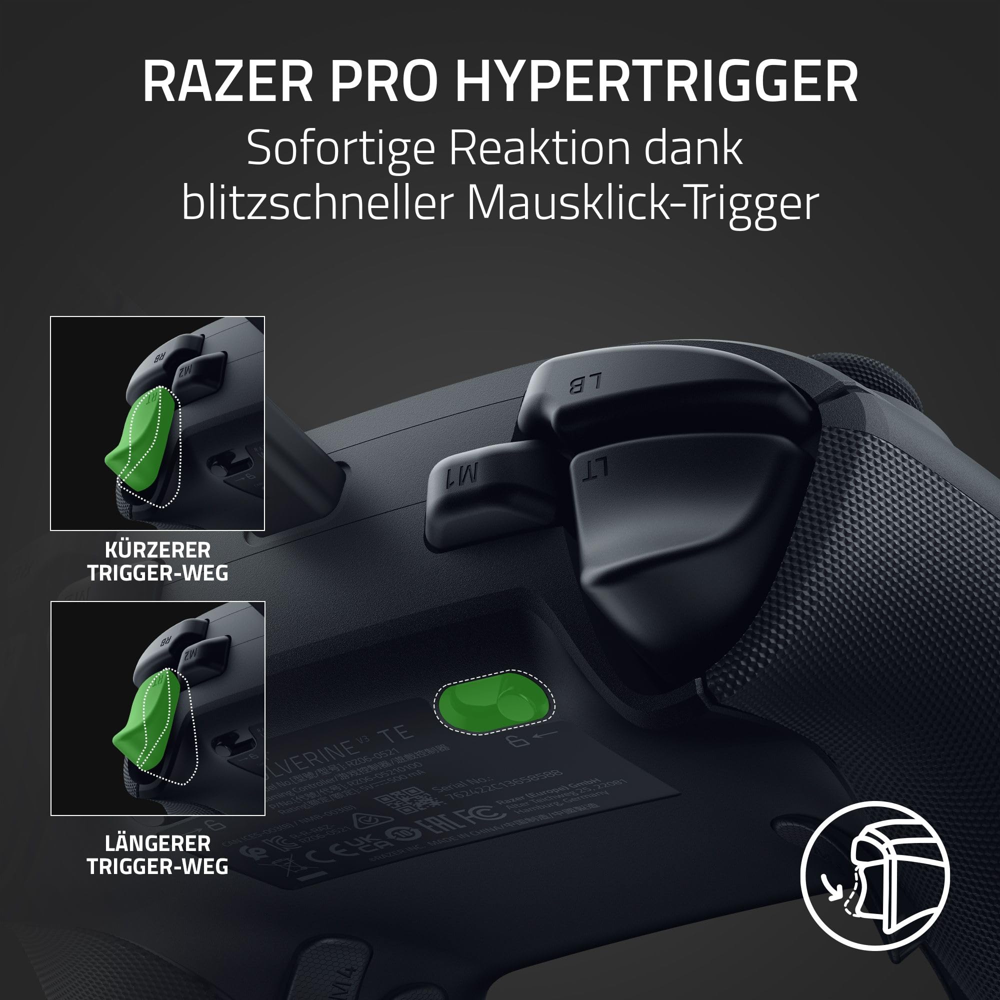 Razer Wolverine V3 Pro - Kabelloser Esports Controller für Xbox & PC (HyperSpeed Wireless, Mecha Tactile Action Buttons, Anti-Drift Hall Effect Analog Sticks, haptische Vibrationen) Schwarz