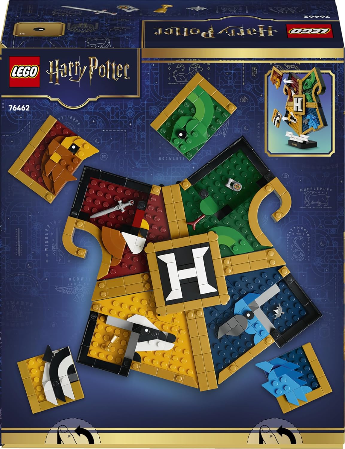 LEGO Harry Potter Hogwarts Hauswappen - Wanddeko 3D Modell mit Tieren - DIY Deko fürs Kinderzimmer - Geburtstagsgeschenk für Mädchen, Jungen und Teenager ab 12 Jahren - 76462