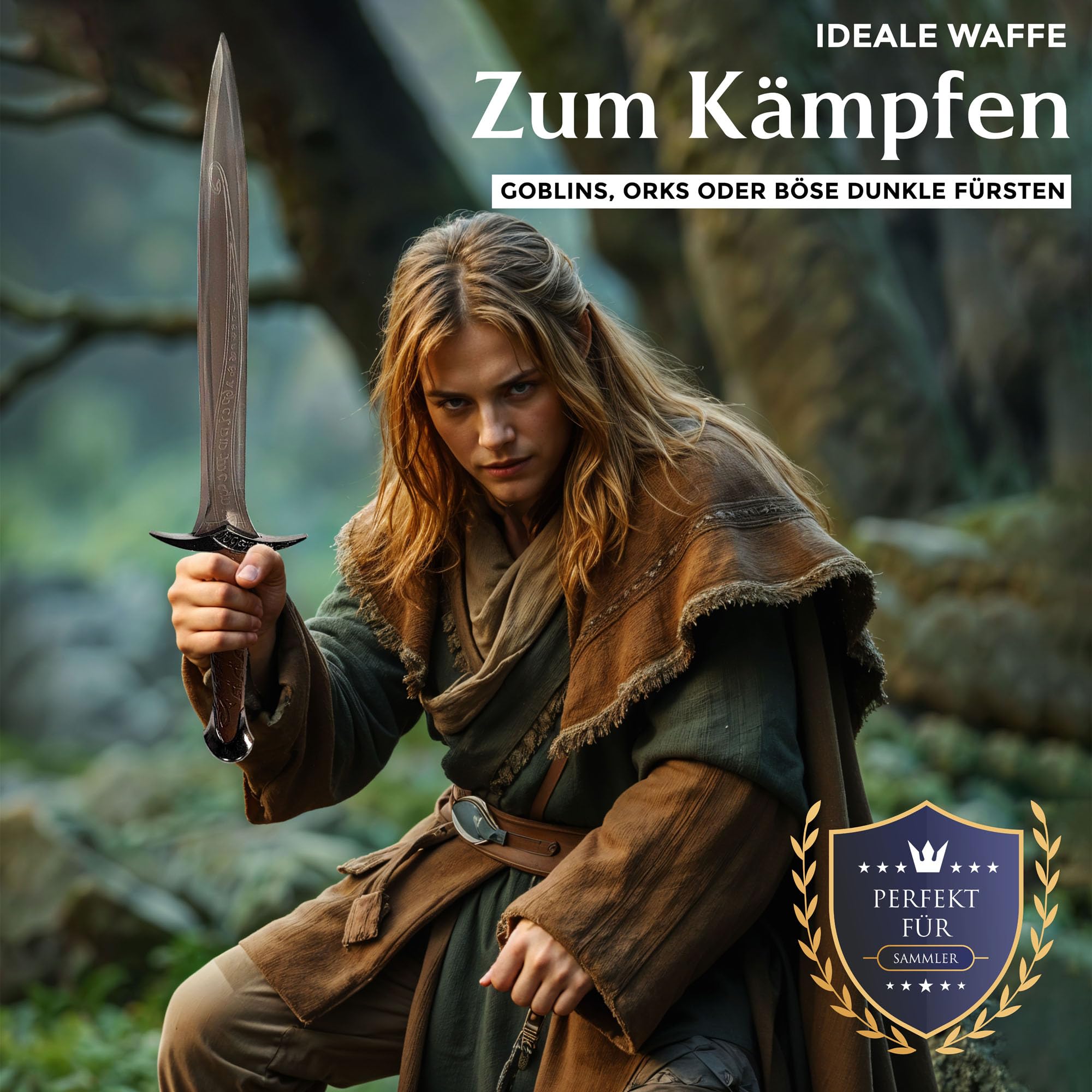 Der Herr der Ringe - LOTR Schwert, Filmschwert, echt, aus Stahl, Der Hobbit, Zauberer Merch, Aragorn Sword, Deko für Sammler und als Geschenk