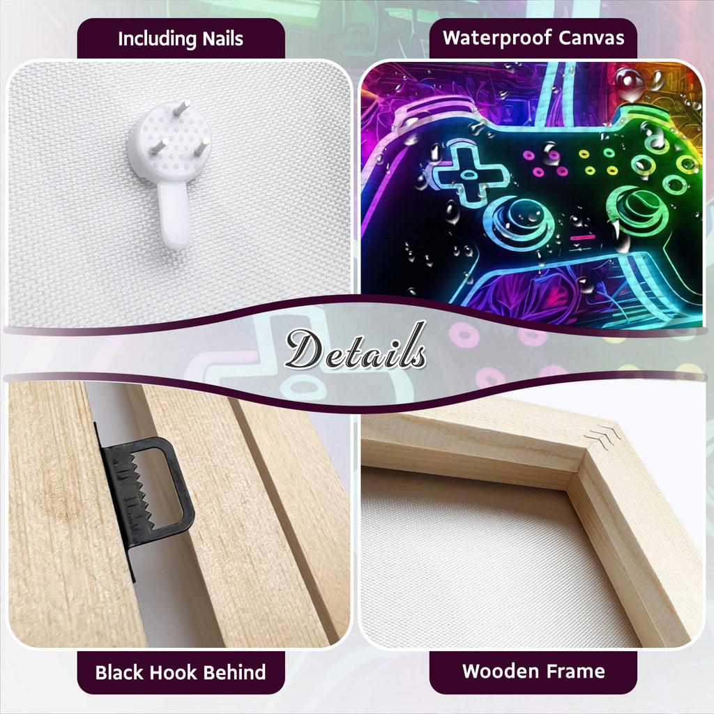 Dazzlewall 3Pcs Spiel WandBilder Cool Neon Gaming Bilder für Teen Jungen Zimmer Schlafsaal Spiel Zimmer Dekor 30×40 cm Ungerahmt