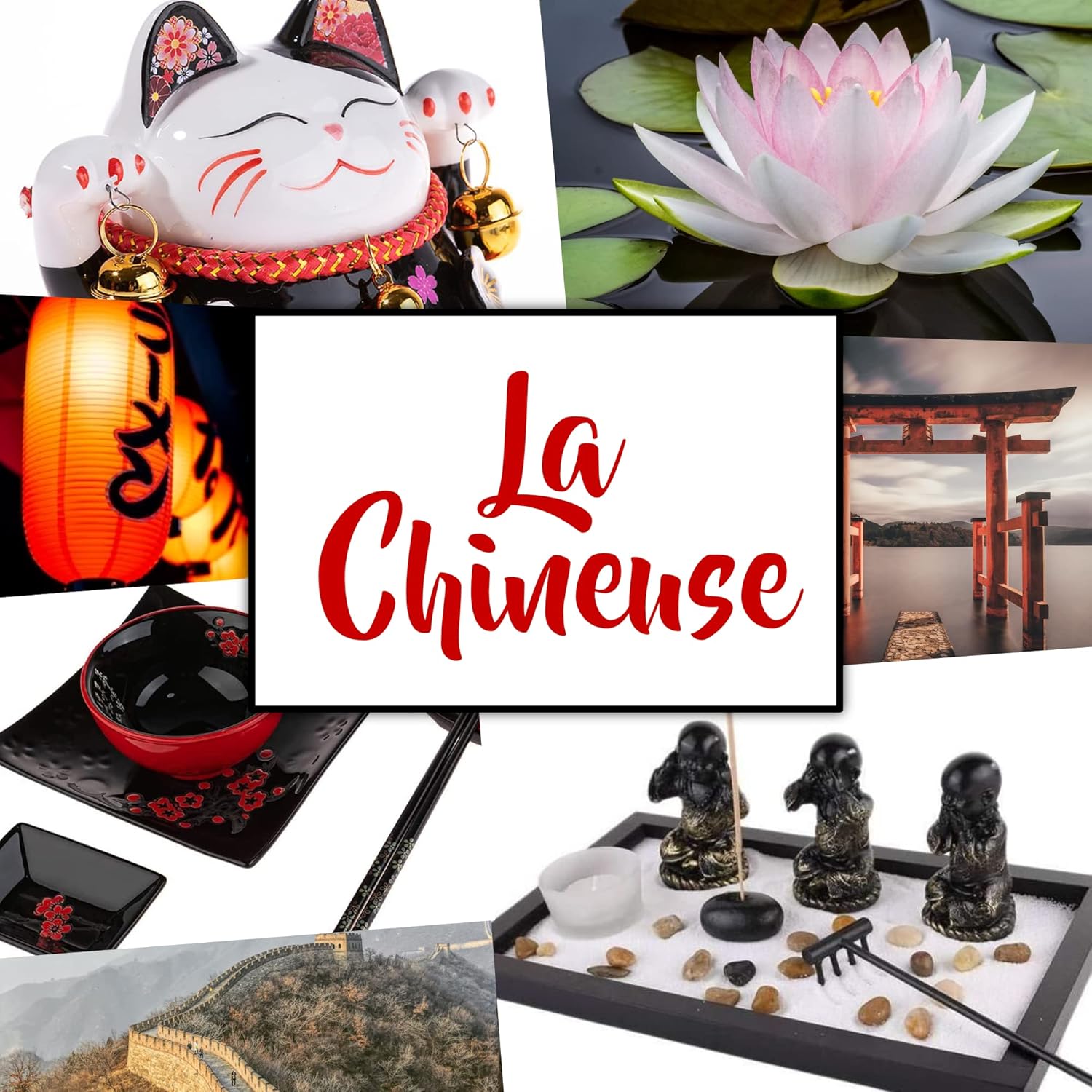 Lachineuse - 2er Set Maneki Neko-Schalen – Müslischalen, Reisschüsseln, Suppenschalen – Japanisches Geschirr aus Porzellan – Geschenckset mit Essstäbchen – Katze Glücksbringer – Japan China Kawai Deko