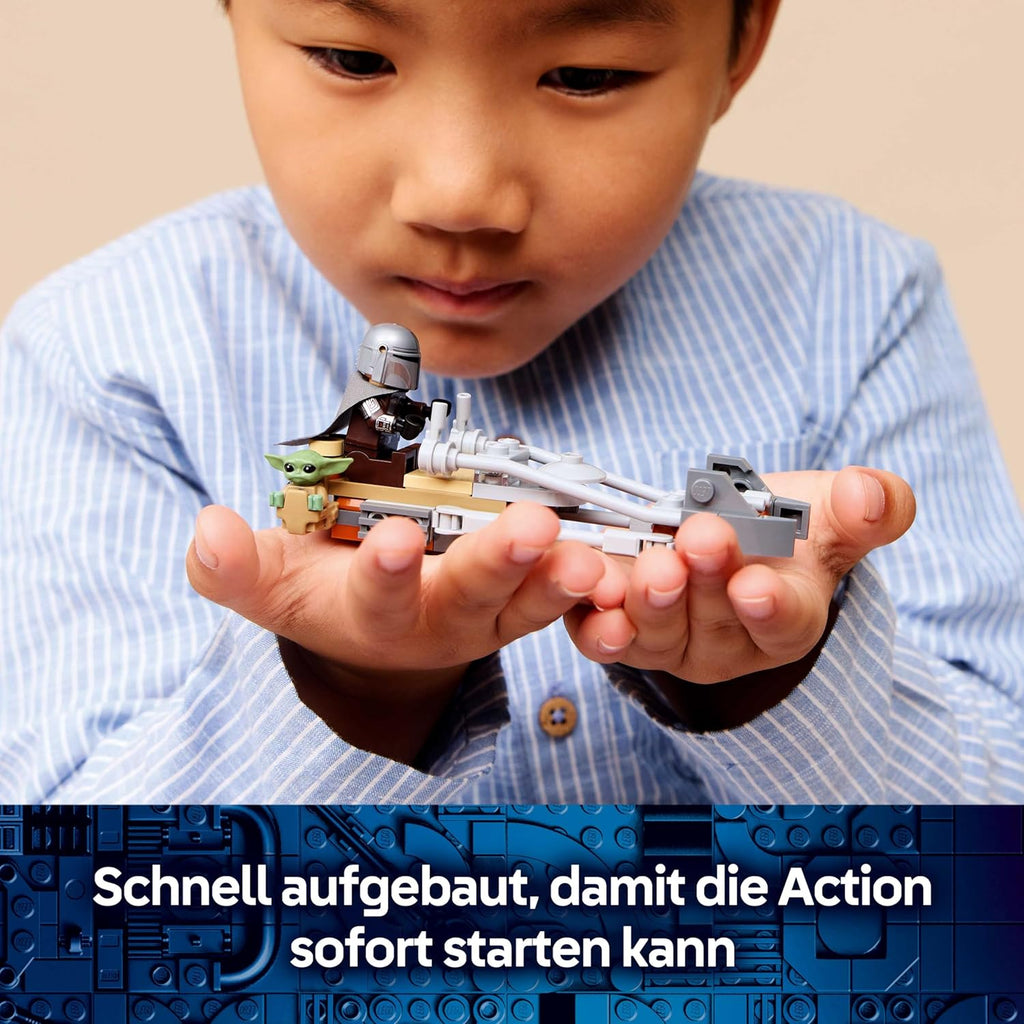 LEGO Star Wars Der Mandalorianer und Grogu auf ihrem Speeder Bike - Set mit Fahrzeug und 2 Star Wars Figuren für Actionabenteuer - Geschenk für Kinder ab 6 Jahren - 75436