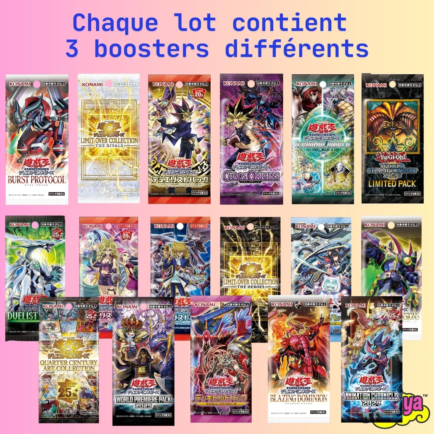 Pack 3 Boosterpacks YU-Gi-Oh! Japanisch zufällig – Offizielle Karten – Konbaya Selection – Versandschutz