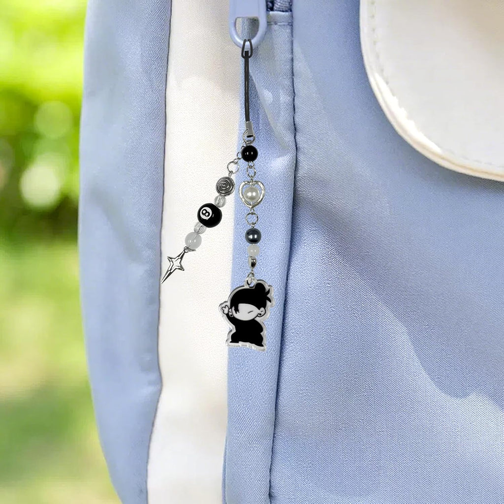 Jujjutsu Kaiisen Schlüsselanhänger, 2 Stück Gojo Satoru Schlüssel Anhänger | Keychain, Schlüsselbund, Anime Merch Accessoire für Schlüssel und Taschen, Schwarz-Weiß mit Sternanhänger