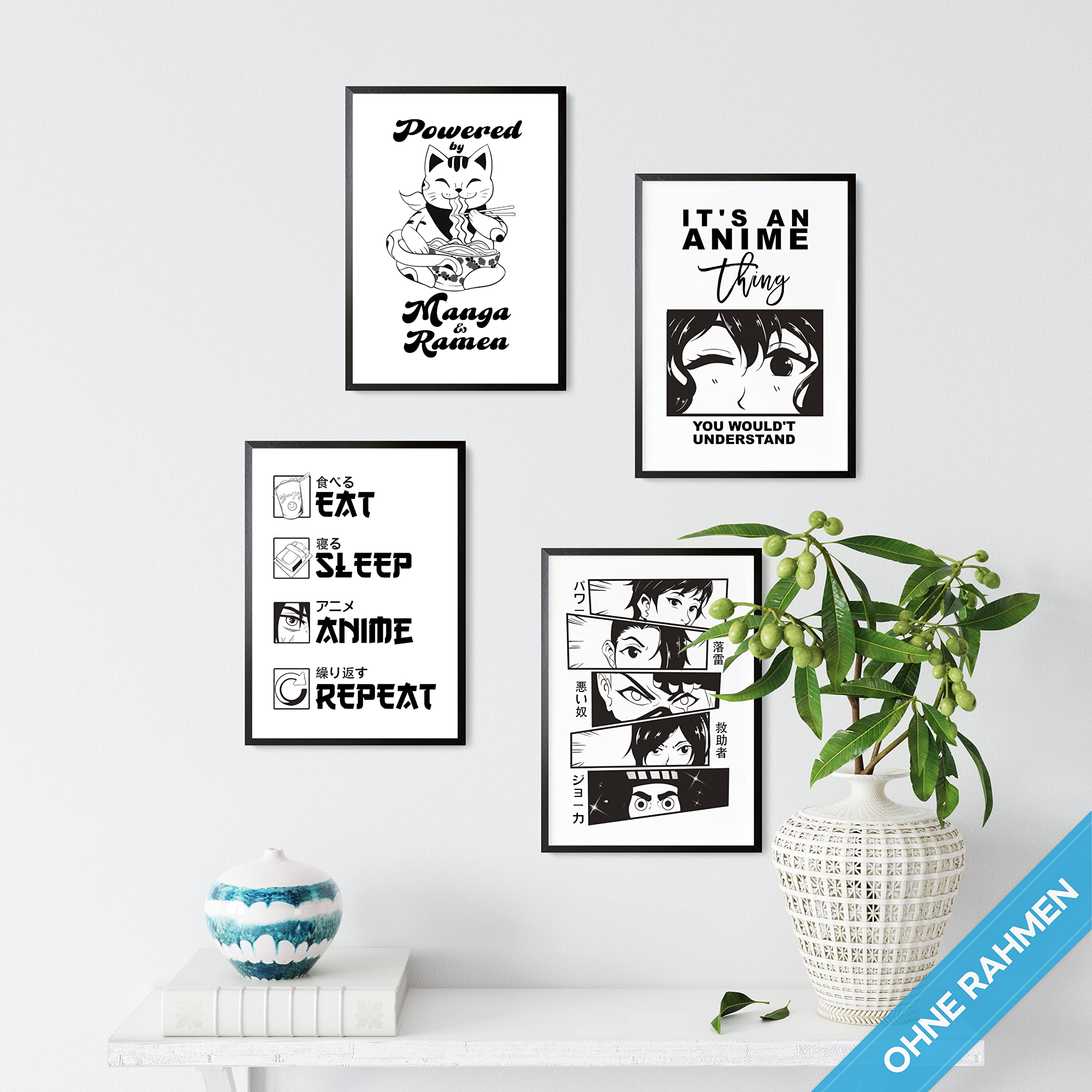 mojoliving Gaming Zimmer Deko Bilder | Poster Wand für Gamer Jugendzimmer | Set mit Neon Sign Motive | Coole Geschenke für Gamer | Zocker Bilder Wand | Neon Wandbild