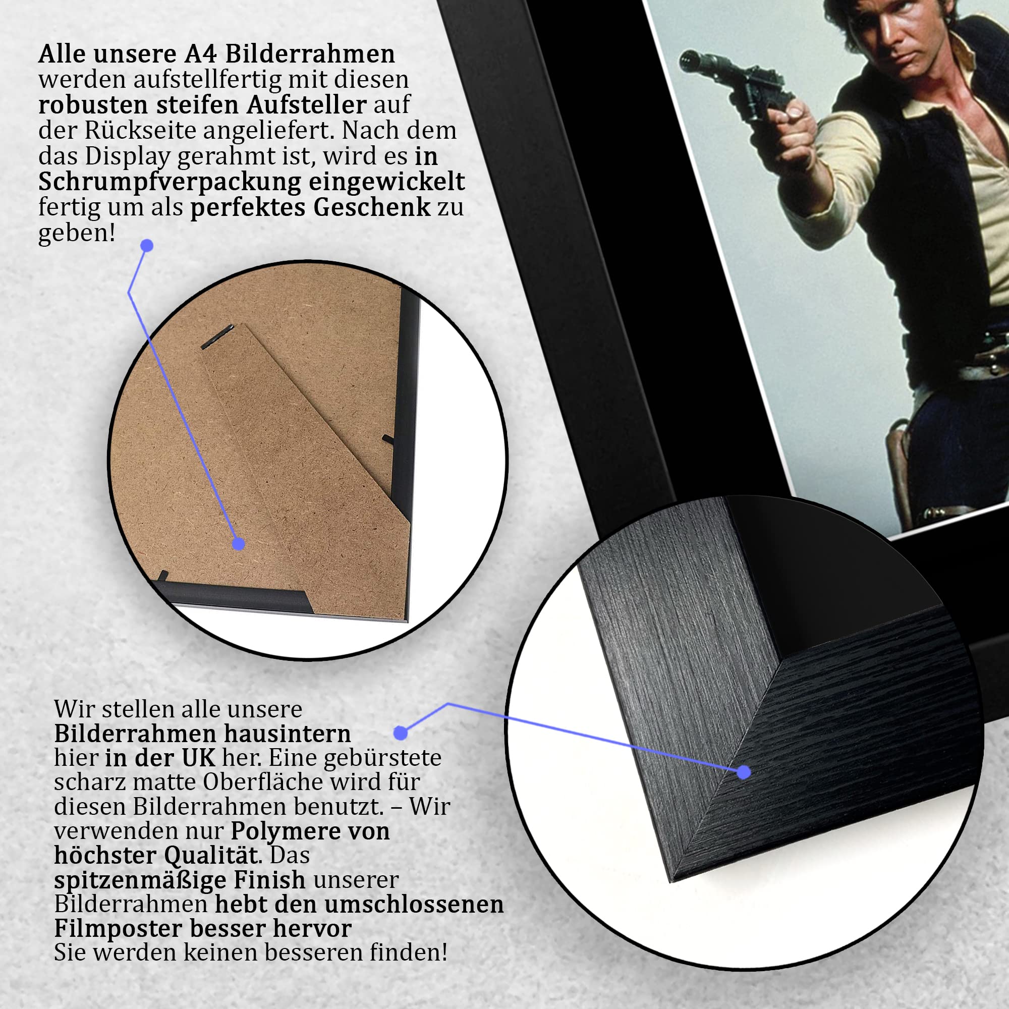 HWC Trading FR A3 Harrison Ford Star Wars Han Solo Geschenke Gedruckt, Signiert Autogramm Bild Display Für Film-Erinnerungsstücke-Fans - A3 Eingerahmt