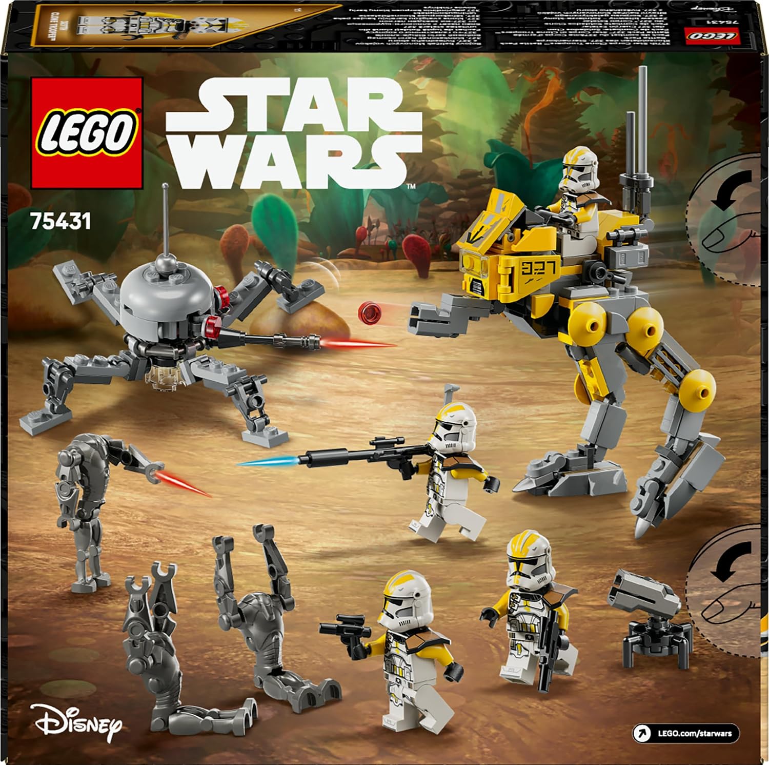 LEGO Star Wars Klonsoldaten des 327. Sternenkorps Battle Pack - Spielzeug für Kinder ab 7 Jahren - Minifiguren zum Bauen und Sammeln - Kreatives Geschenk für Jungen und Mädchen - 75431 | 258 Stück Sammlerspielzeug, 4 Minifiguren 3 Battle Droid Figuren & A