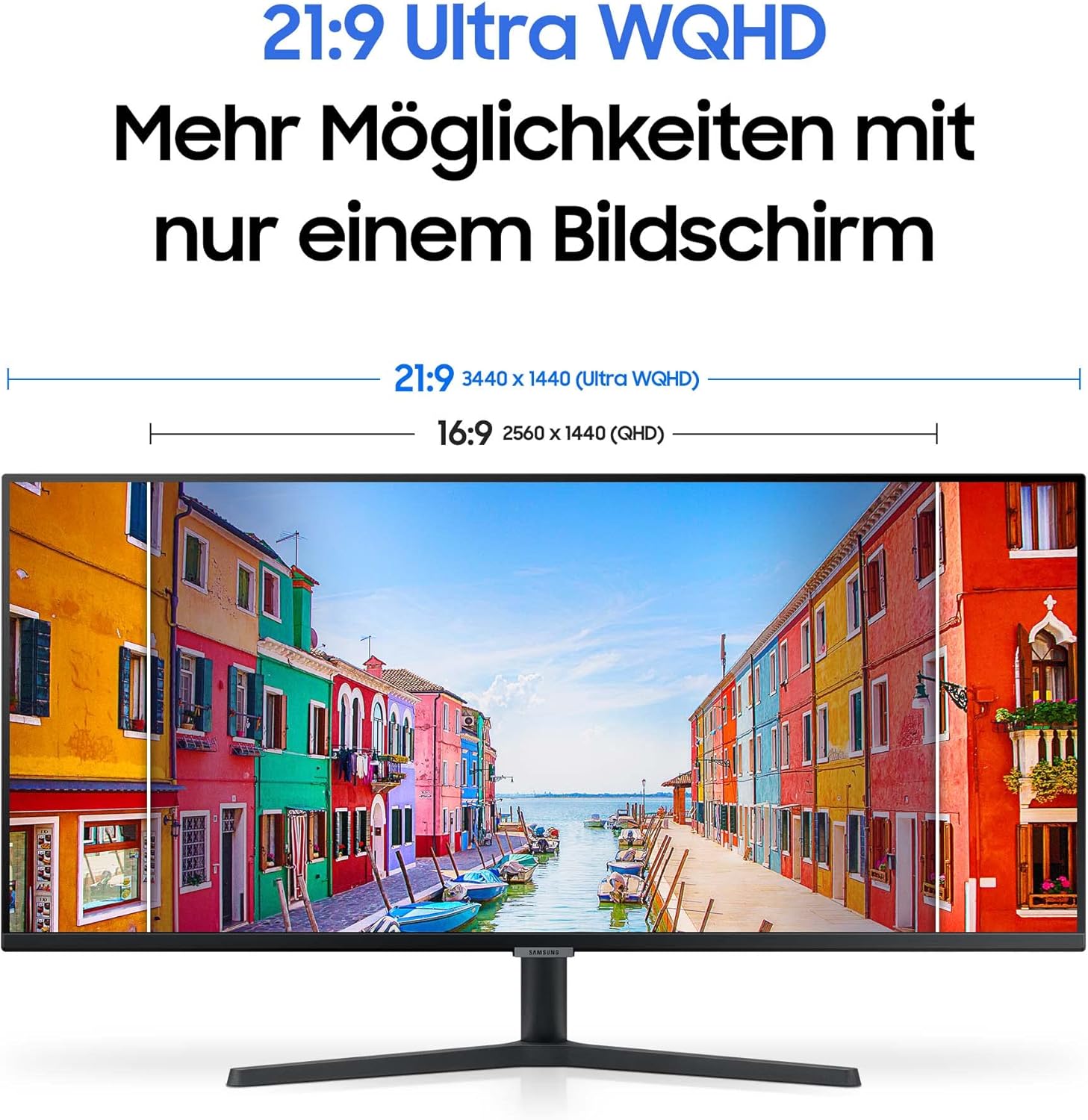 Samsung ViewFinity S50C Monitor S34C500GAU, 34 Zoll, VA-Panel, Ultra WQHD Auflösung, Eco Saving Plus, AMD Freesync, HDR10, 5 ms Reaktionszeit, Bildwiederholrate 100 Hz, Schwarz