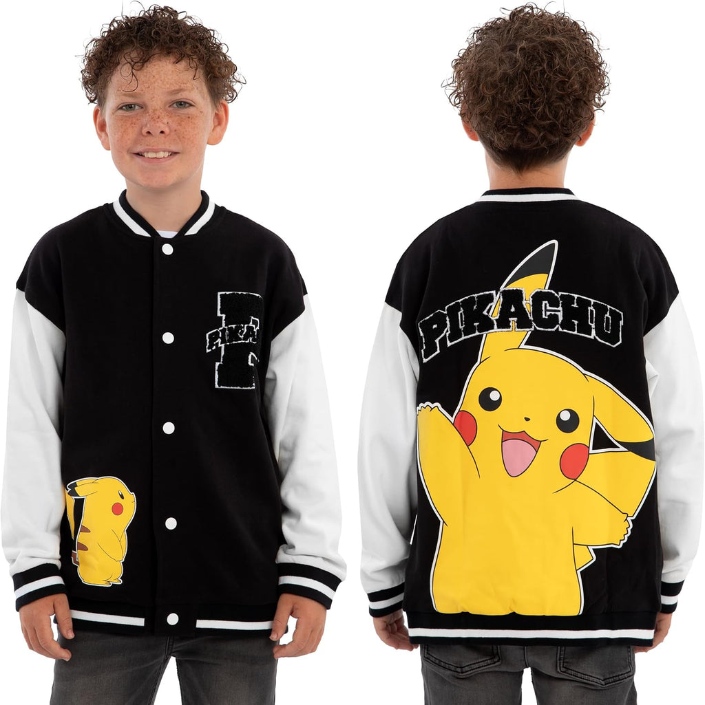 Pokemon Jacke Für Jungen, Pikachu Bomberjacke Mit Bouclé Applikation, Jacken Für Jungen Aus Baumwolle, Jacke Bomberjacke Mit Print Im Versity-Stil