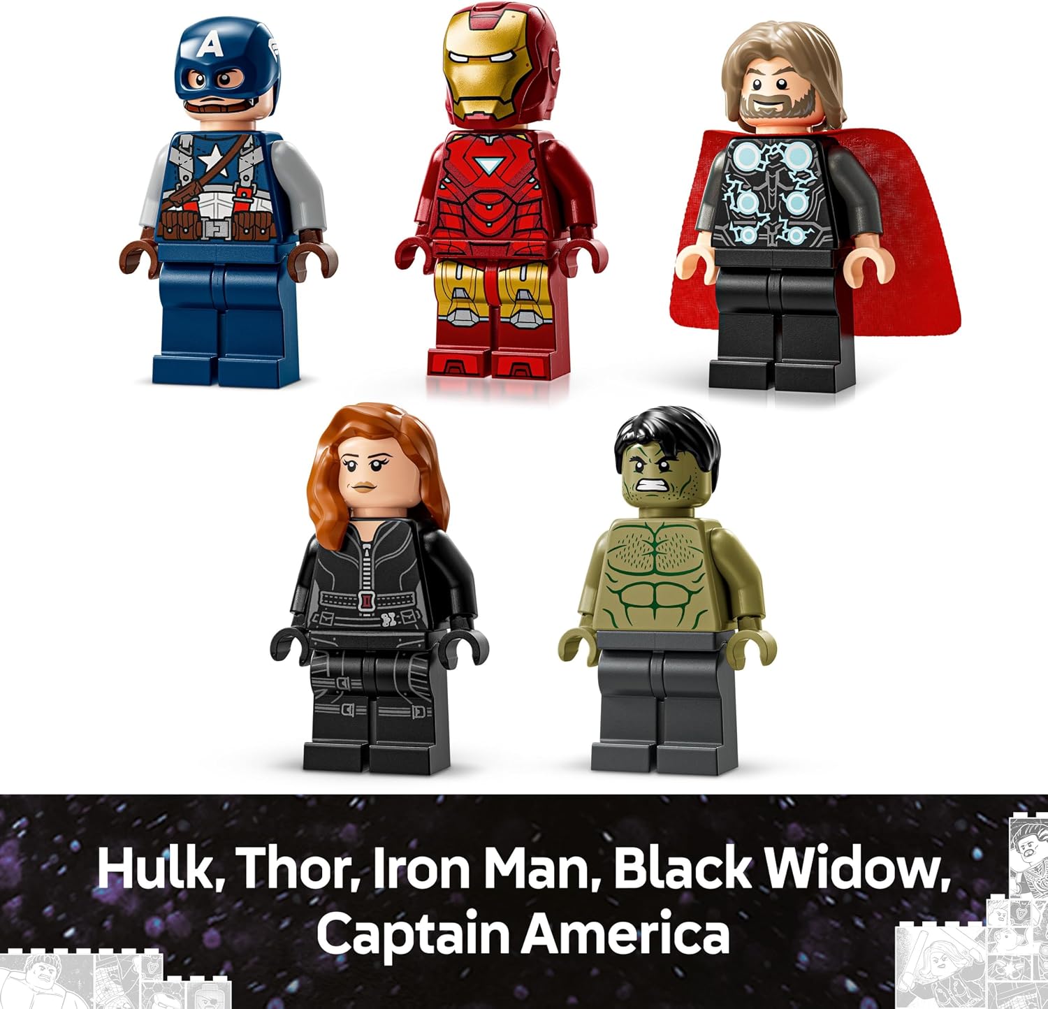 LEGO | Marvel: MARVEL Logo & Minifigures - Collectible including Hulk, Thor, Iron Man, Black Widow and Captain America - Building Set with Avengers Figures - Gift for Boys and Girls aged 12+ - 76313