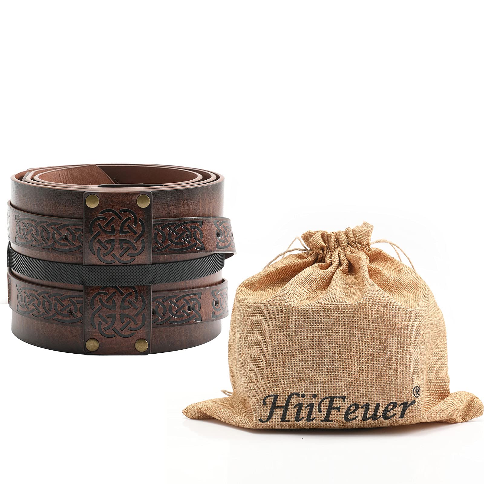 HiiFeuer Wikinger breiter Gürtel, mittelalterlicher Kunstleder Rüstungsgürtel Ritter Korsett Gürtel, LARP Halloween Kostüm
