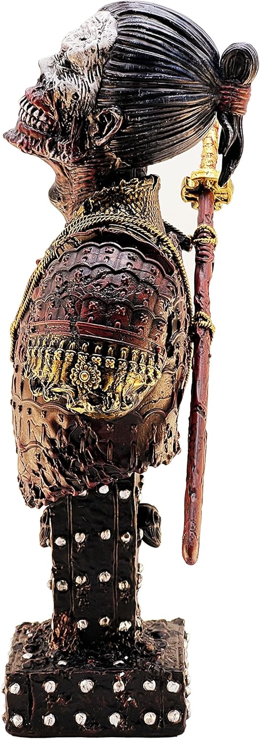 LOOYAR Resin Undead Japanische Samurai Zombie Büste Statue Skulptur Ornament Figur Handwerk für Zuhause Haus Wohnzimmer Veranda Dekoration Büro Schreibtisch Schreibtisch T Geschenk