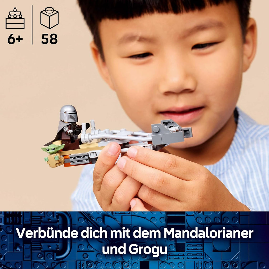 LEGO Star Wars Der Mandalorianer und Grogu auf ihrem Speeder Bike - Set mit Fahrzeug und 2 Star Wars Figuren für Actionabenteuer - Geschenk für Kinder ab 6 Jahren - 75436