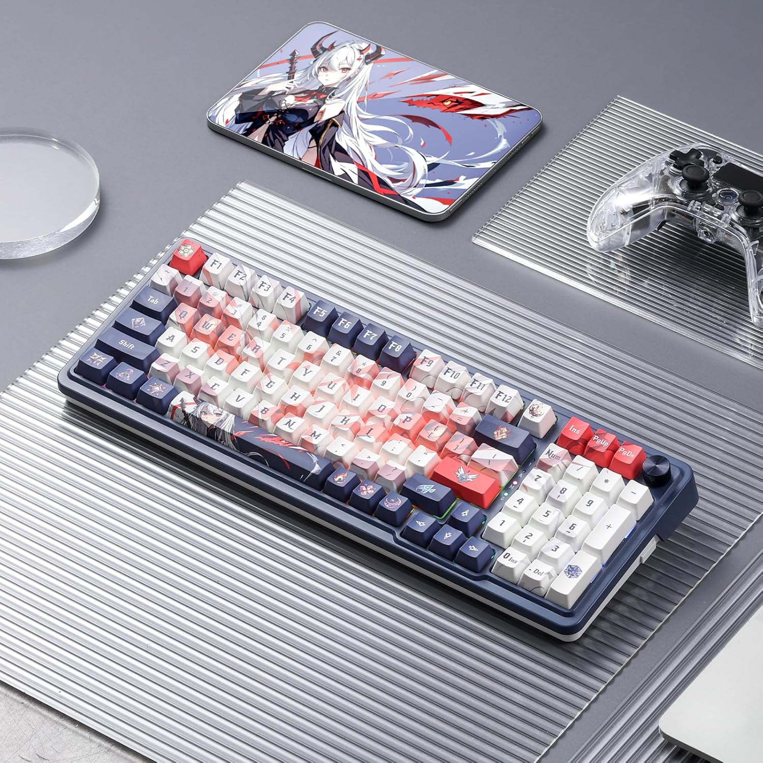 Redragon K686 PRO SE Anime Gasket Gaming Tastatur RGB 3 Modus 98 Tasten | Hot Swap Sockel Drehknopfsteuerung Geräuschdämpfende Pads Custom Hi Fi Linear