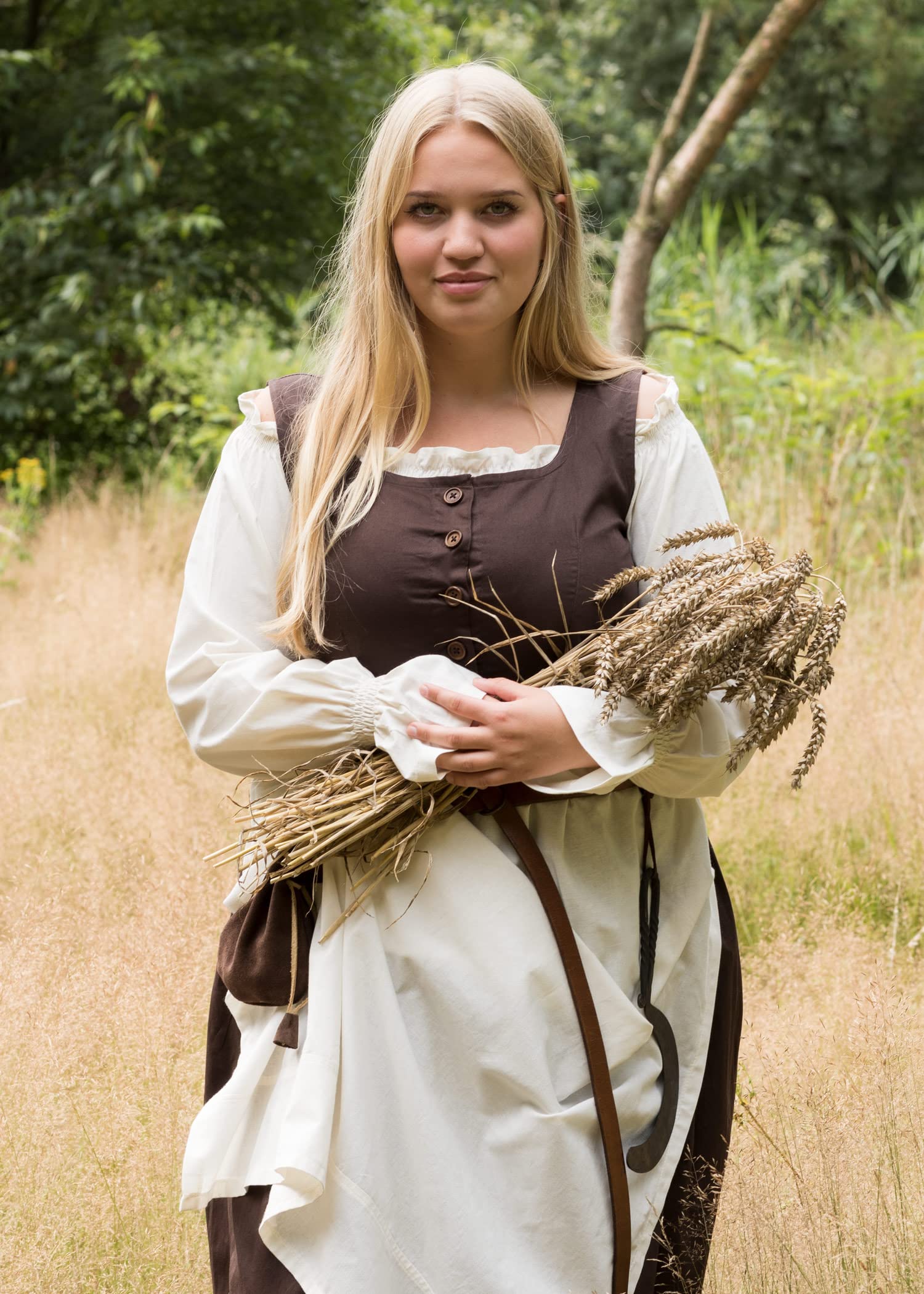Battle-Merchant - Ärmelloses Mittelalter Kleid Lene für Damen - mit Taschen - Trägerkleid Bauernkleid Überkleid Mieder - Baumwolle