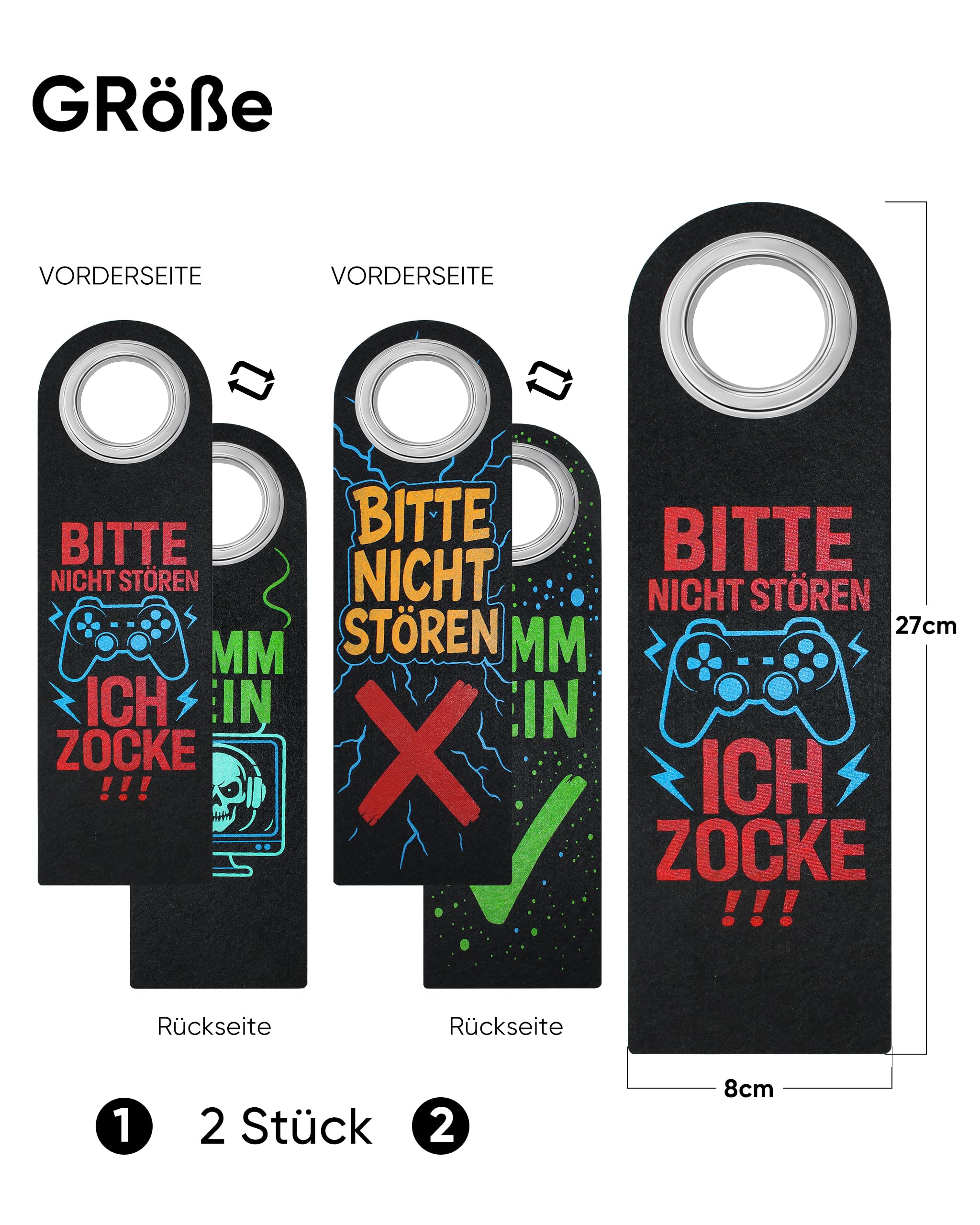 Bitte Nicht Stören Schild für Jungen 11 12 13 Jahre - 2er Set mit Metallverstärkung, Klettstoff - Coole Geschenkidee für Teenager, Jugendzimmer Deko & Gaming Zimmer Accessoire