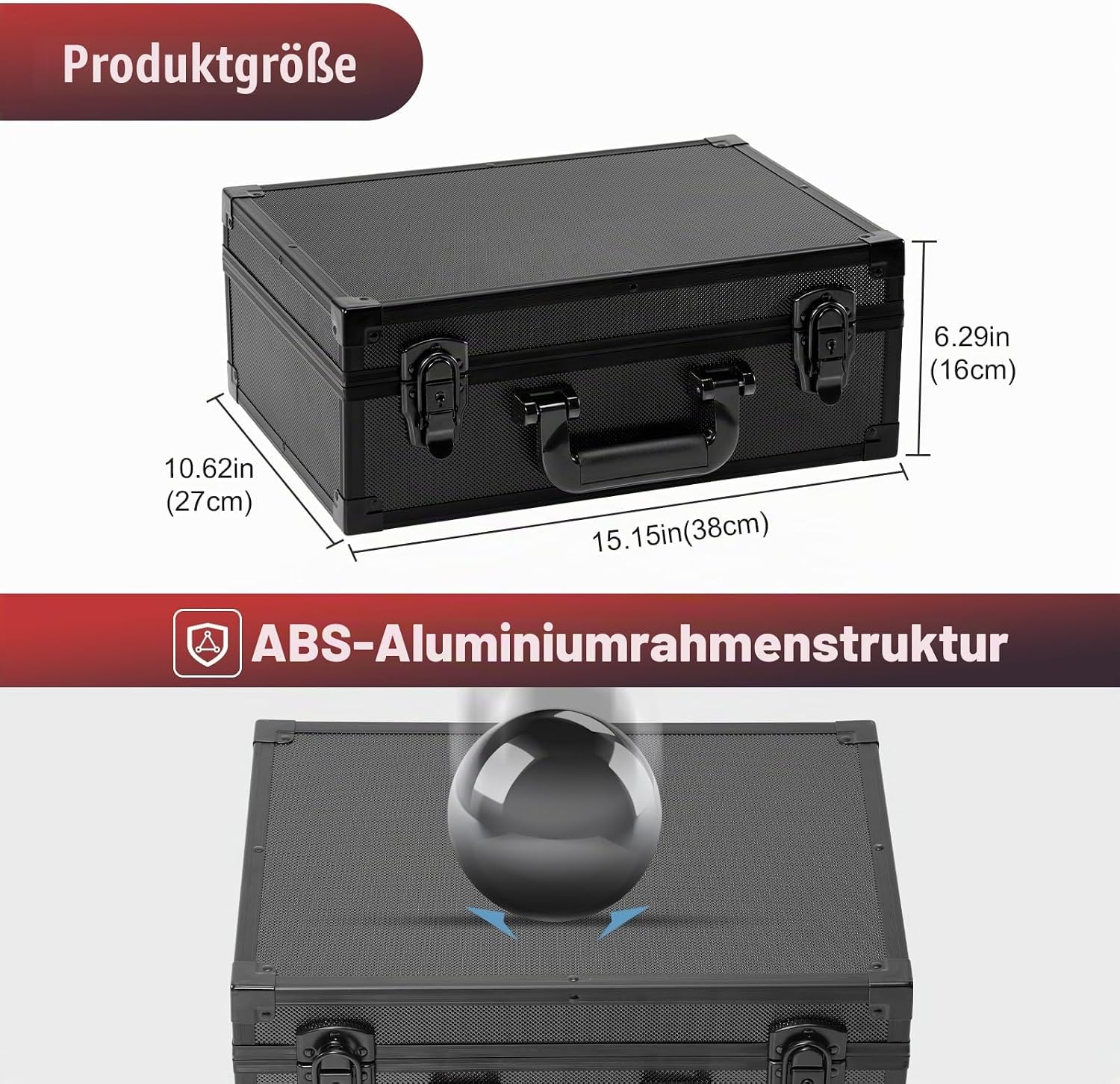ProCase Stoßfest Toploader Sammelkarten Aufbewahrungsbox, Aluminiumstruktur-Schließfach mit Verstellbaren Teiler für 600+ Toploader, Magnetkartenhalter, MTG, TCG, Yugioh, Sportkarten -Schwarz