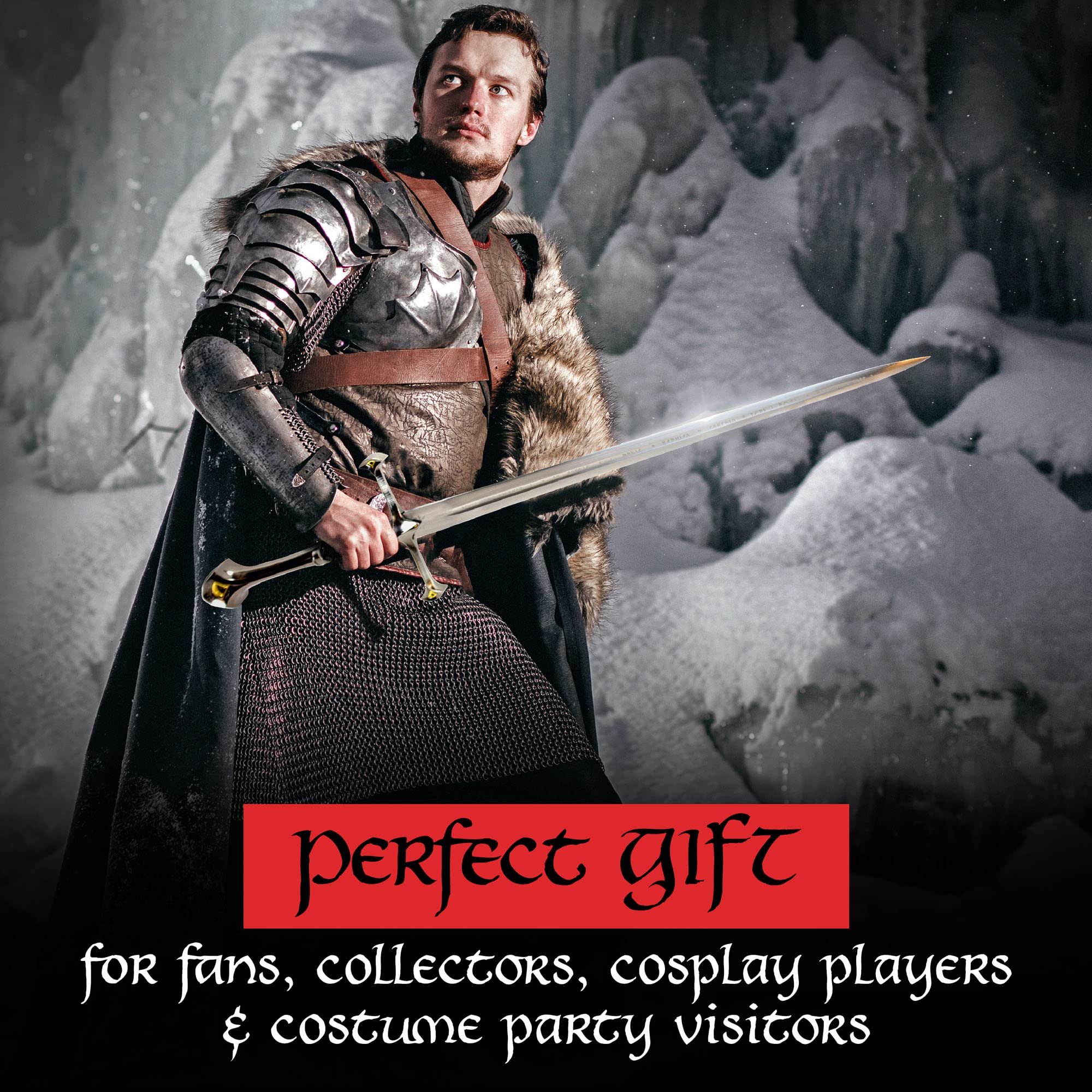 Der Herr der Ringe - LOTR Schwert, Filmschwert, echt, aus Stahl, Der Hobbit, Zauberer Merch, Aragorn Sword, Deko für Sammler und als Geschenk