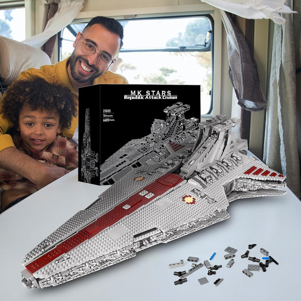 13135 Imperial Sternenzerstörer Spielzeug mit 3 Mini-Raumschiffen,11885 Klemmbausteine Technik Sternenzerstörer, Sammlerstück für Erwachsene,kompatibel mit UCS Super Star Destroyer