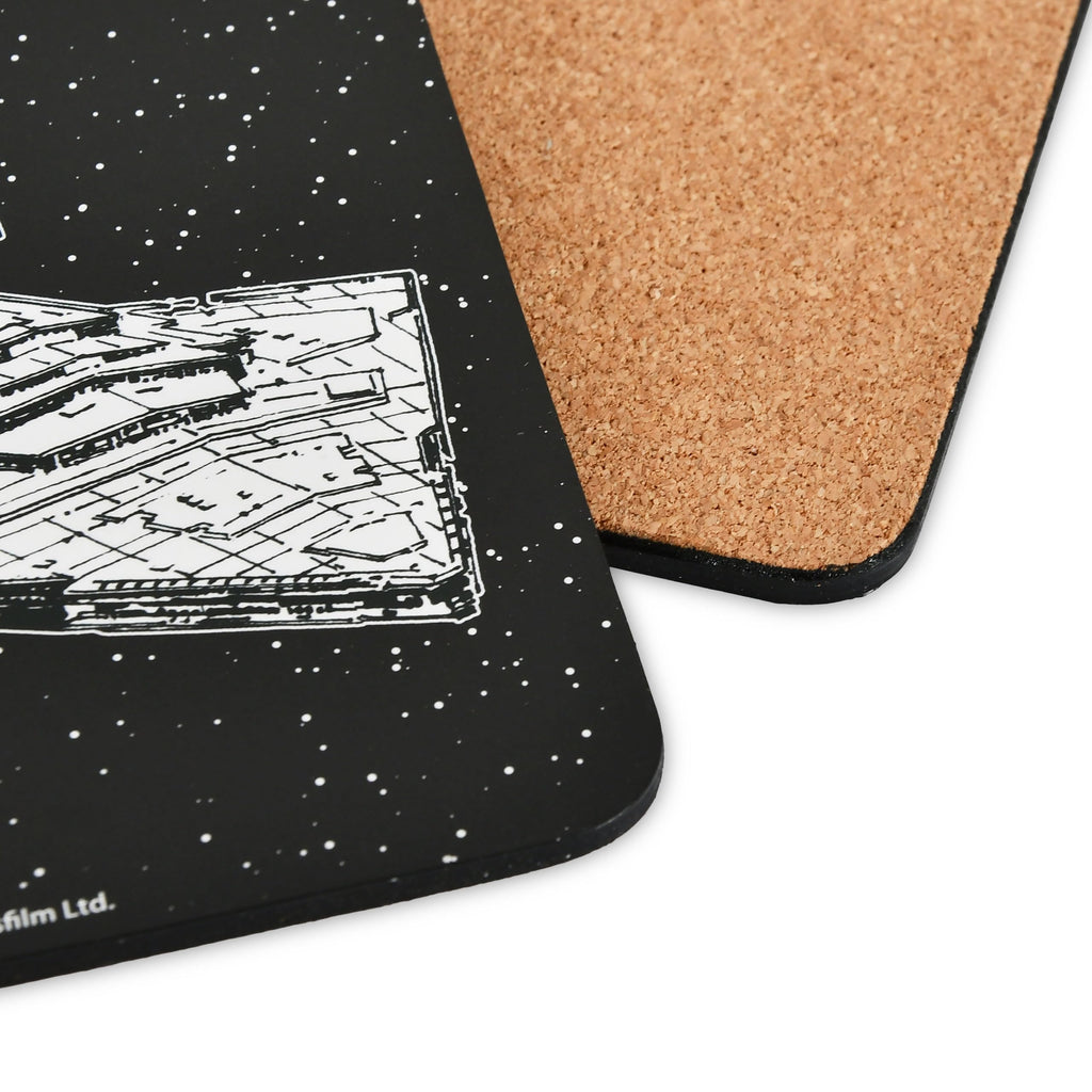 Elbenwald Untersetzer 4er Set mit verschiedenen Designs und Farben - Geschenkidee - Glasuntersetzer Viereckig - für alle Arten von Tassen - Mehrfarbig - Kork, Kunststoff (Star Wars)