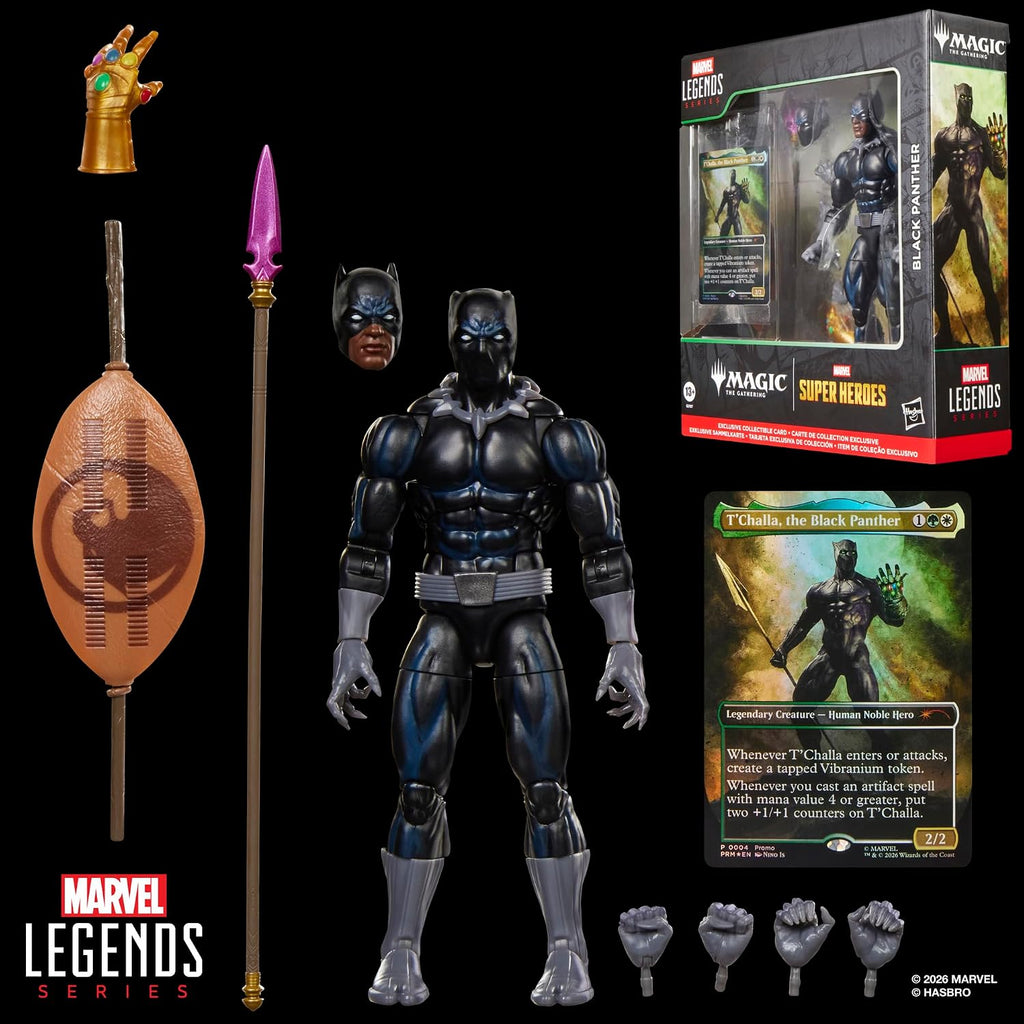 Marvel Legends Series Marvel Super Heroes Magic: The Gathering Black Panther, Action-Figur (15 cm) Plus Exklusive Foil-Sammelkarte für das Trading Card Spiel