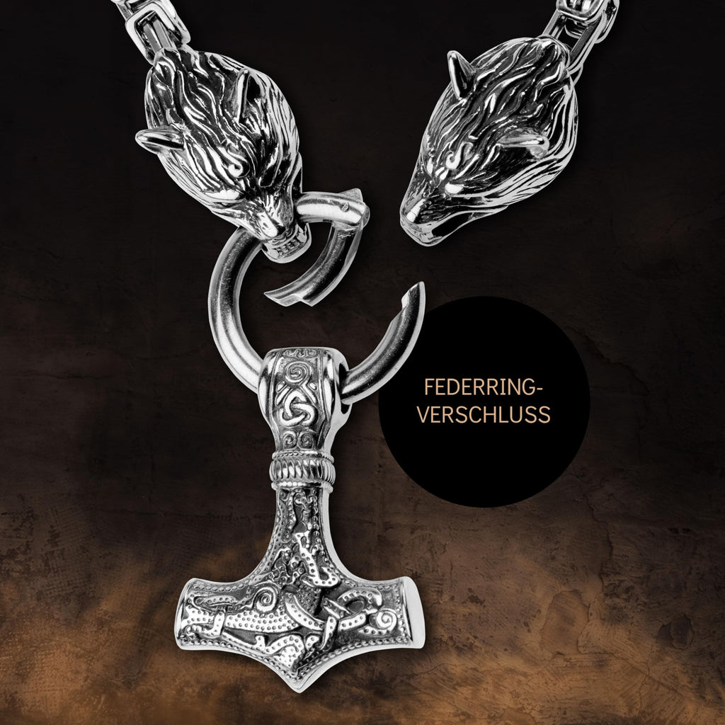 VIKING CRAFT Wikinger Halskette Herren Edelstahl - 60cm Wikinger Schmuck Kette Herren - Wikinger Deko, Wikinger Kette, Wikinger Geschenke für Männer Schmuck, LARP