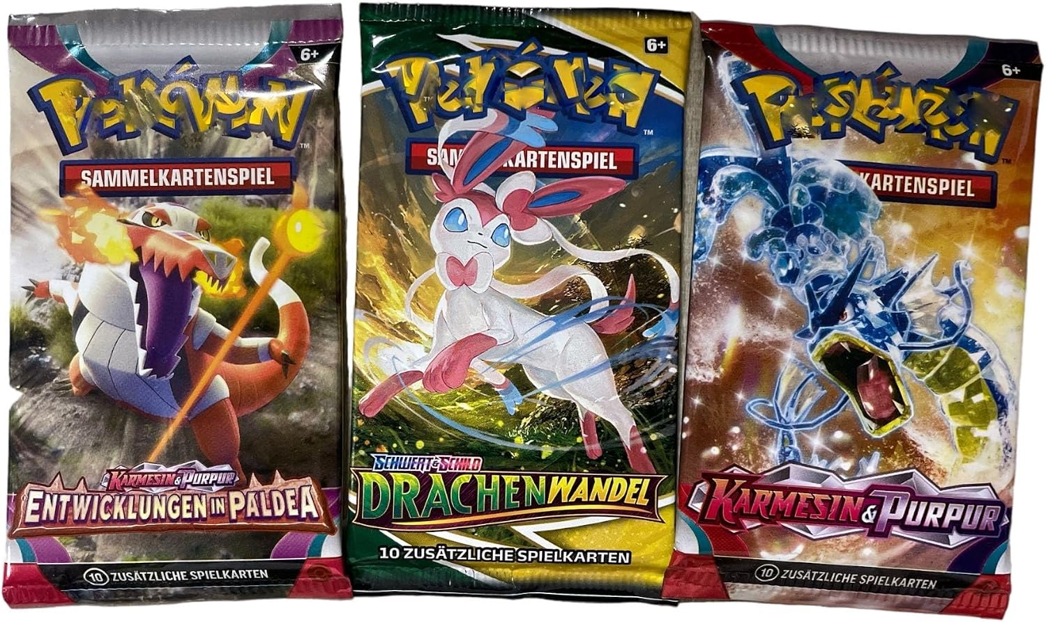 Heartforcards Shipping Protection compatible with Booster Packs + 3 PKM German Packs Original Mystery Trading Cards
