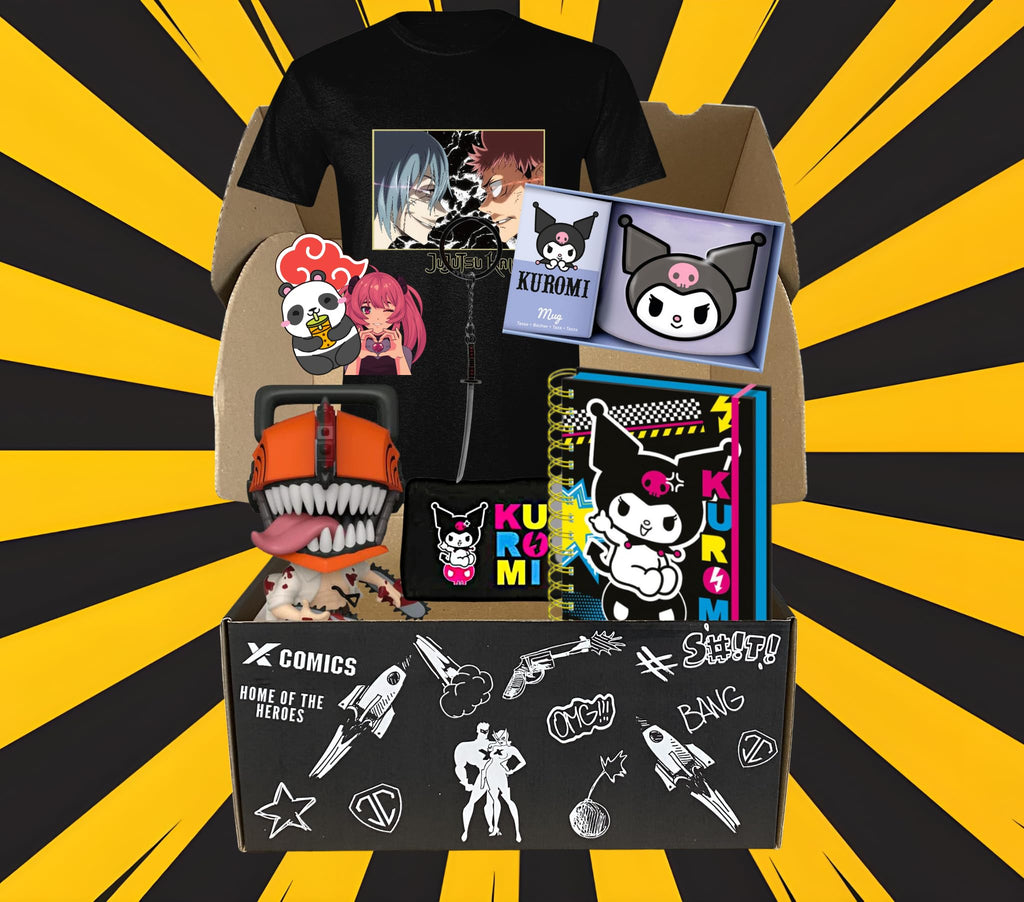 Anime & Manga Box mit T-Shirt – Überraschungsbox mit Figuren, Accessoires & Fanartikeln – Geschenk für Anime Fans – Original lizenzierte Artikel