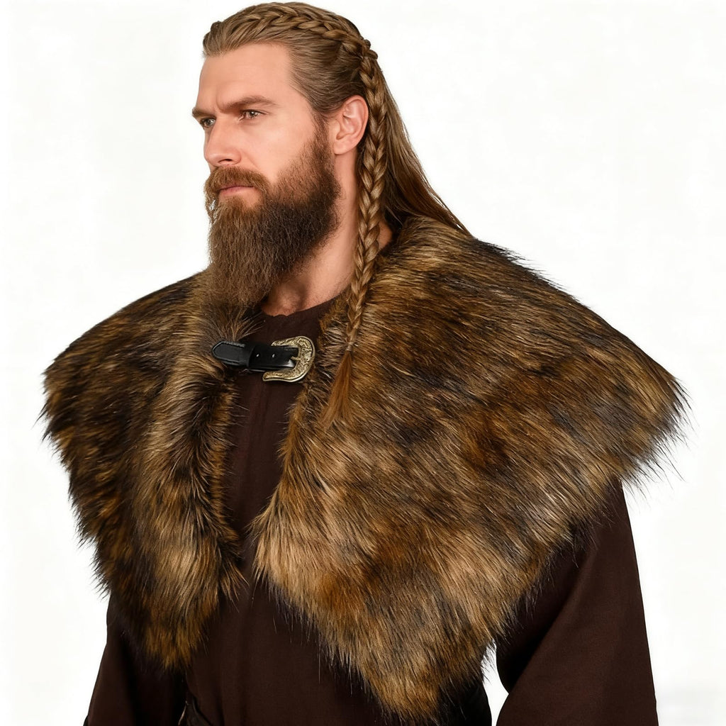 keland Viking Kunstfell Kragen für Männer Schal Capelet Wrap Kostüm Accessoire
