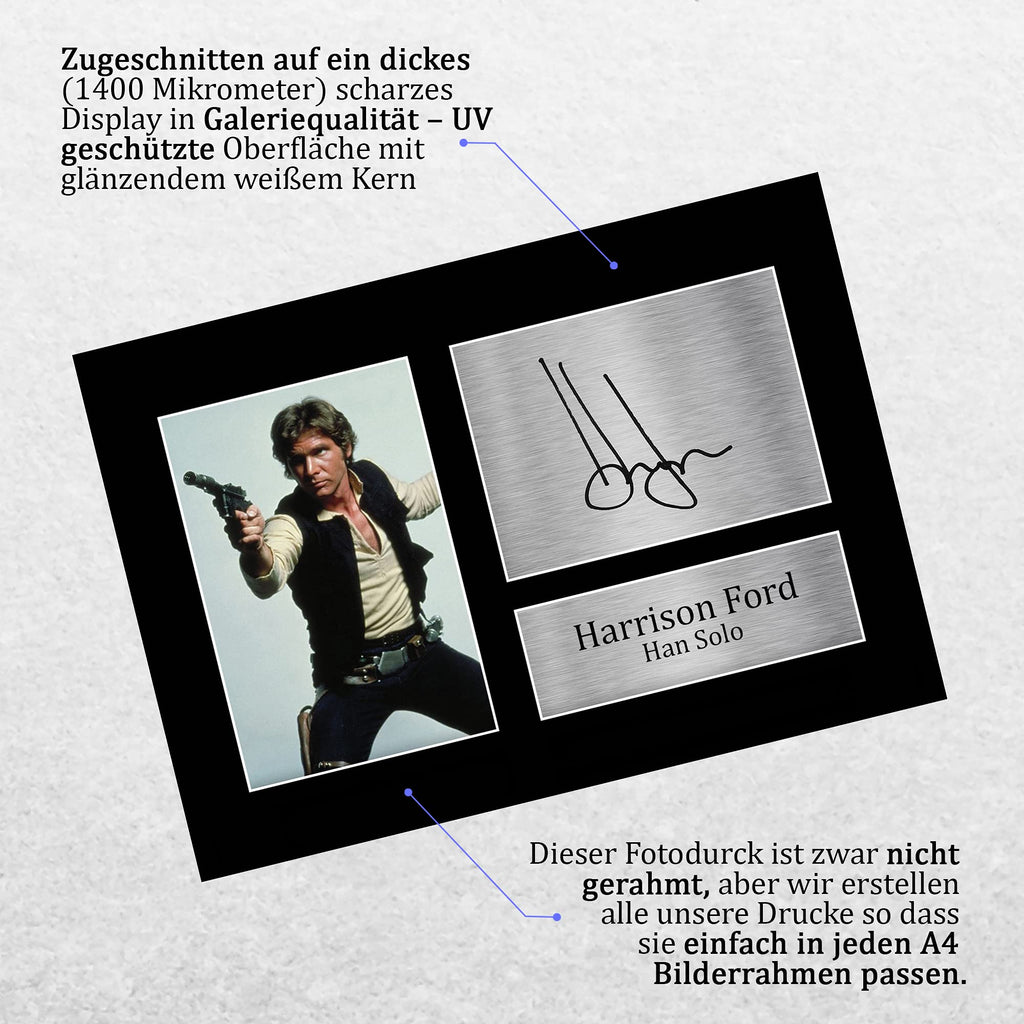 HWC Trading FR A3 Harrison Ford Star Wars Han Solo Geschenke Gedruckt, Signiert Autogramm Bild Display Für Film-Erinnerungsstücke-Fans - A3 Eingerahmt