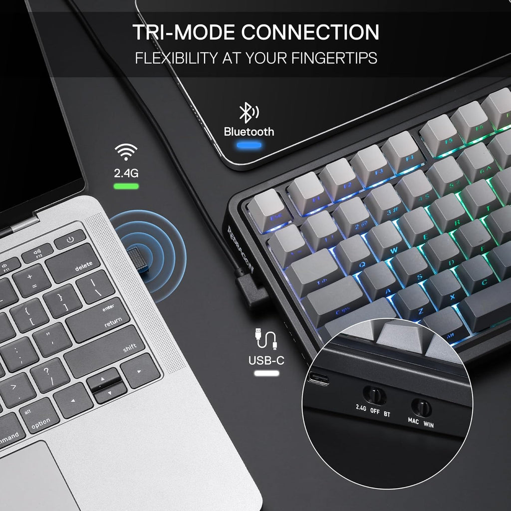 Redragon K686 PRO SE Anime Gasket Gaming Tastatur RGB 3 Modus 98 Tasten | Hot Swap Sockel Drehknopfsteuerung Geräuschdämpfende Pads Custom Hi Fi Linear